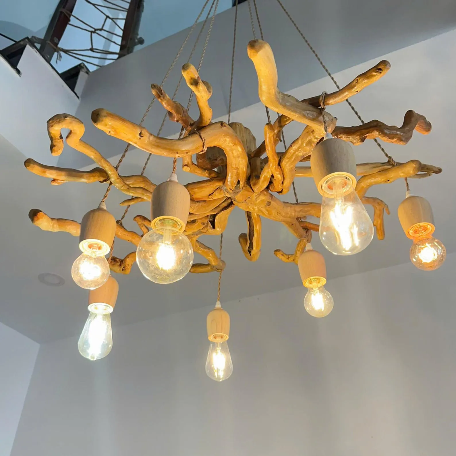 Driftwood tree branch chandelier hanging driftwood ceiling lamp wood pendant chandelier lighting dining room - Image 8