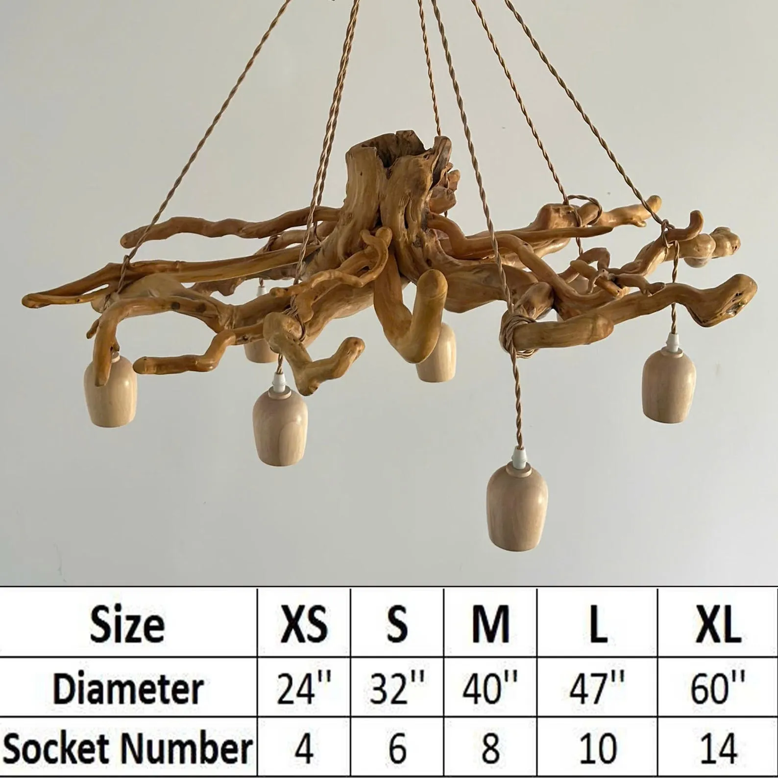 Driftwood tree branch chandelier hanging driftwood ceiling lamp wood pendant chandelier lighting dining room - Image 9