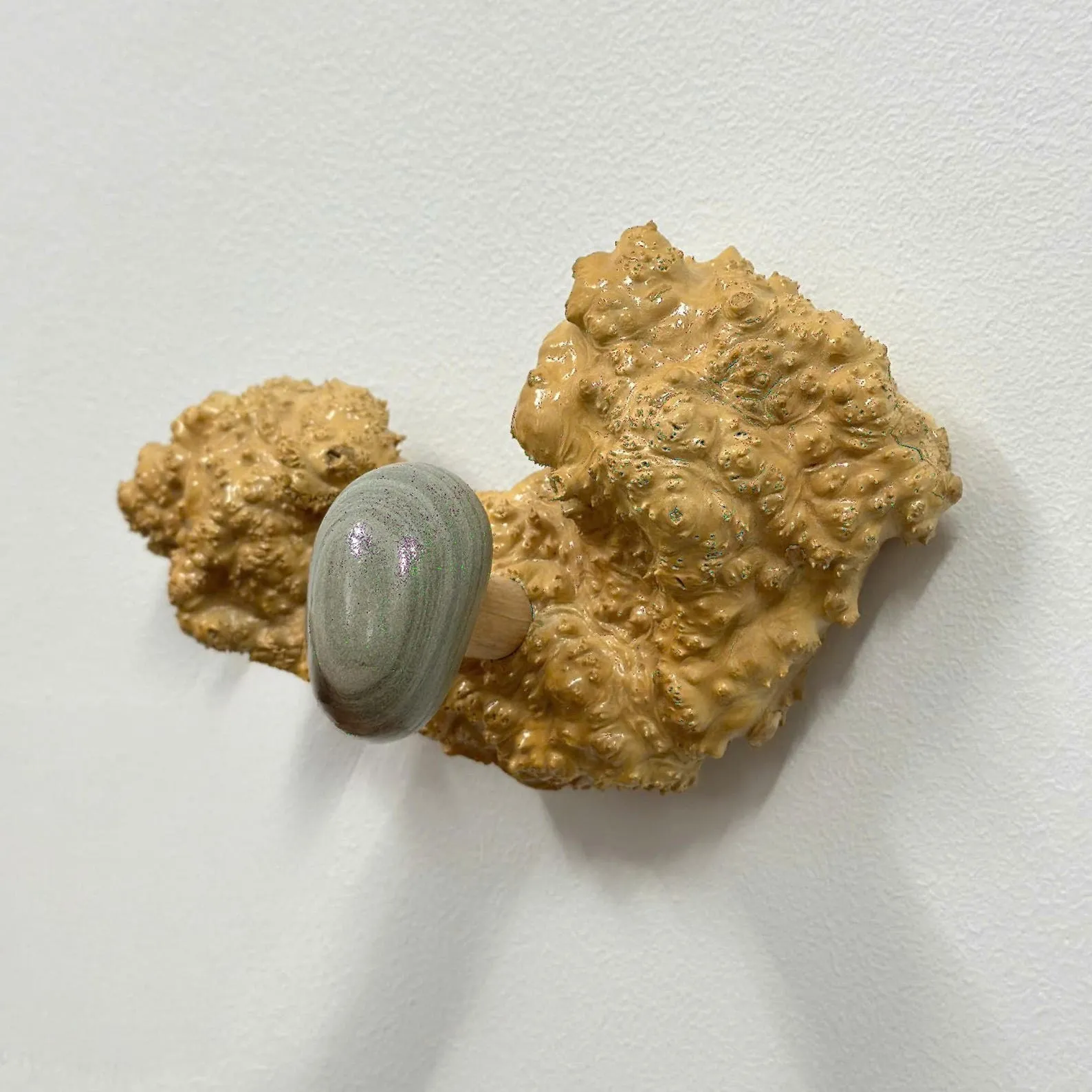 Burl wood coat hook pebble art deco coat hanger unique wall coat rack home decor