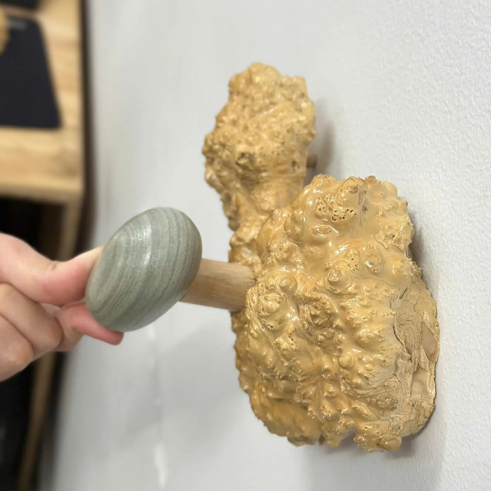 Burl wood coat hook pebble art deco coat hanger unique wall coat rack home decor - Image 2