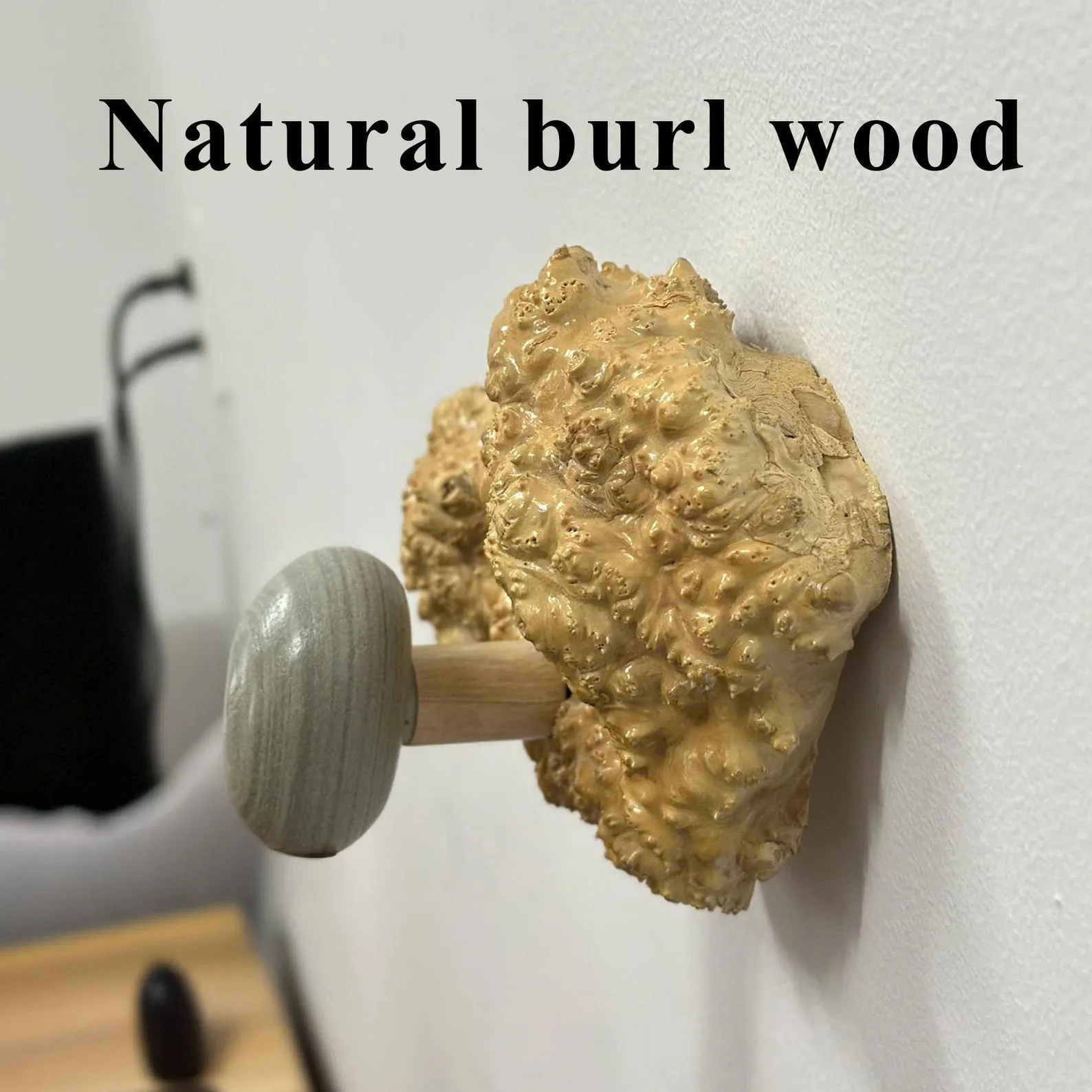 Burl wood coat hook pebble art deco coat hanger unique wall coat rack home decor - Image 3