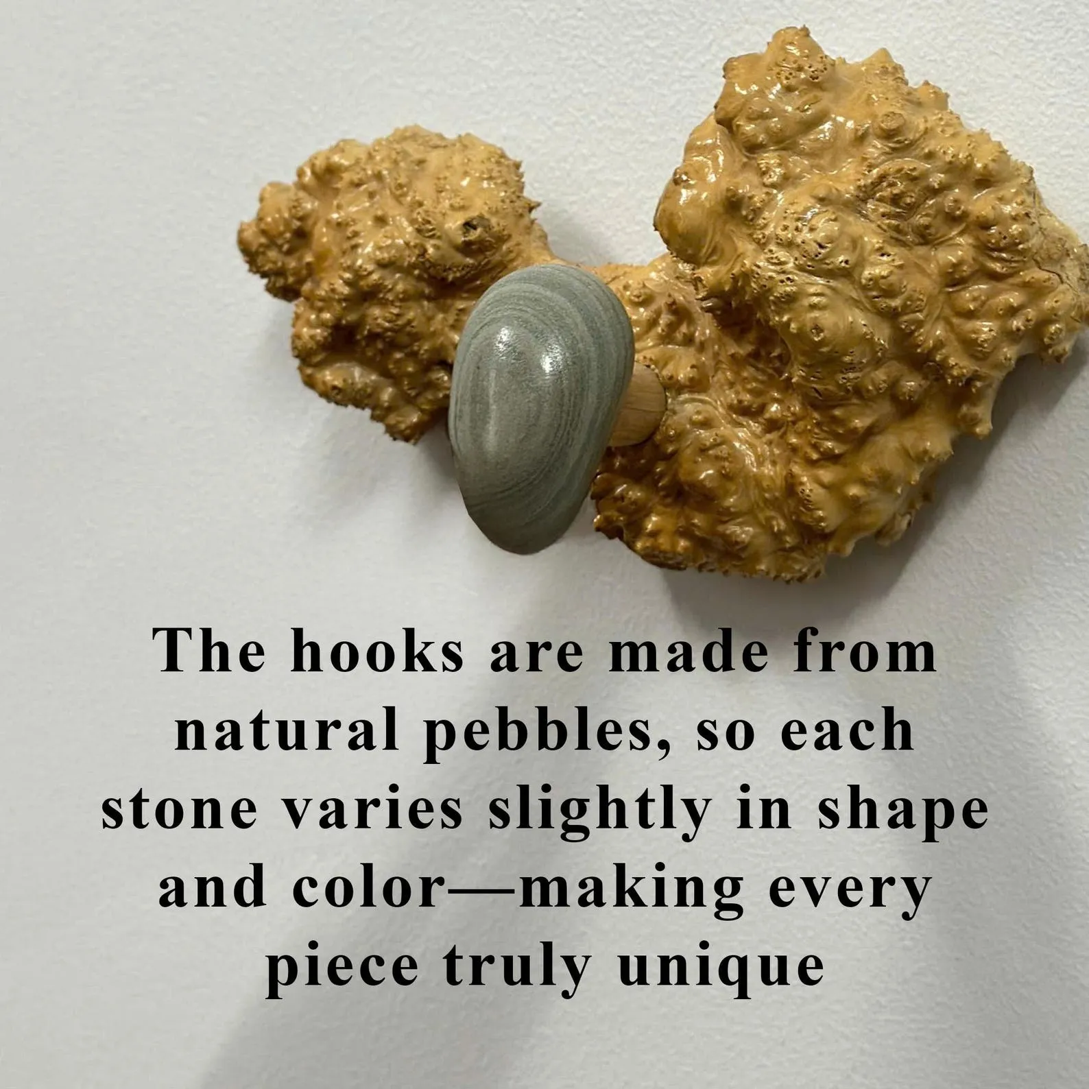 Burl wood coat hook pebble art deco coat hanger unique wall coat rack home decor - Image 4