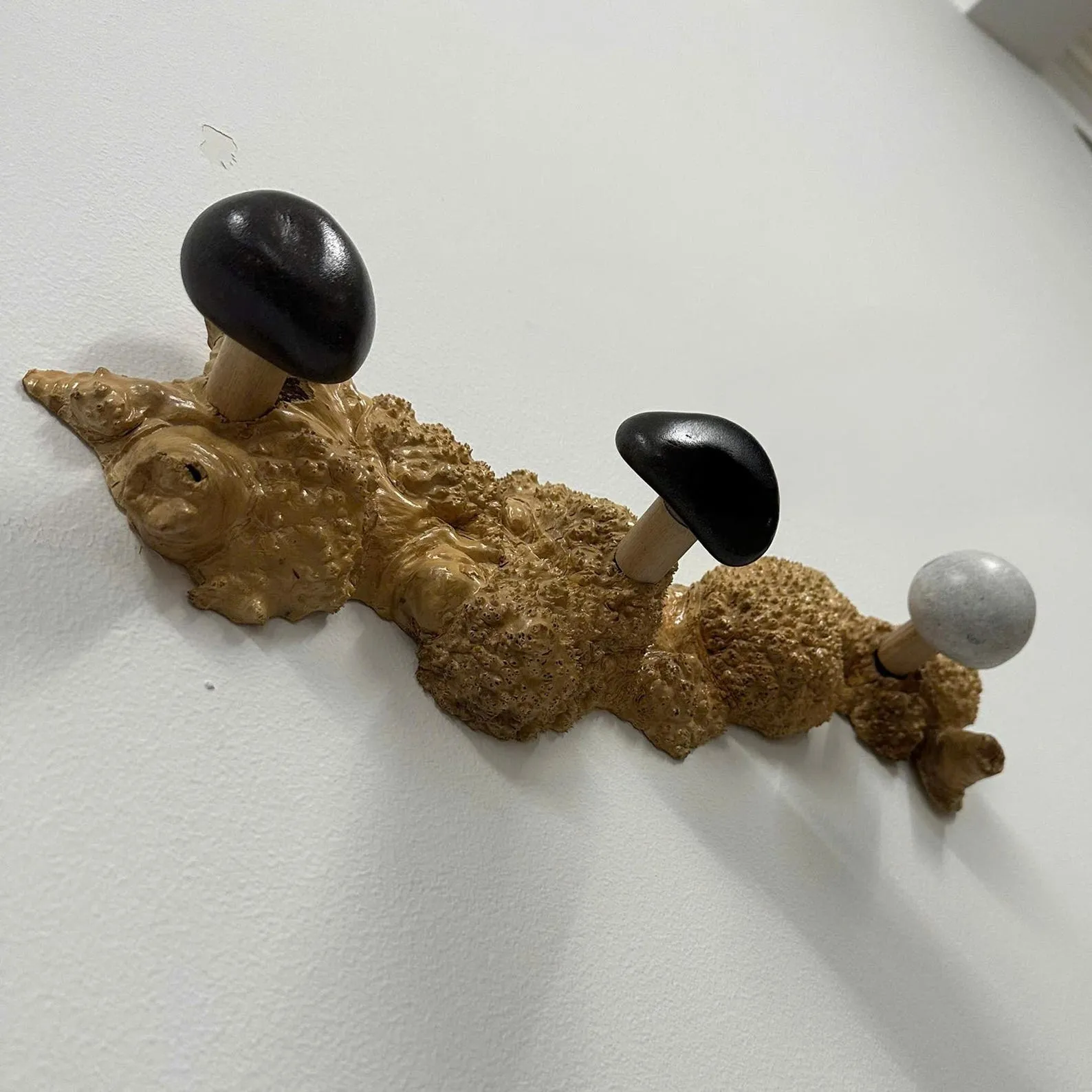 Burl wood coat hook pebble art deco coat hanger unique wall coat rack home decor - Image 8