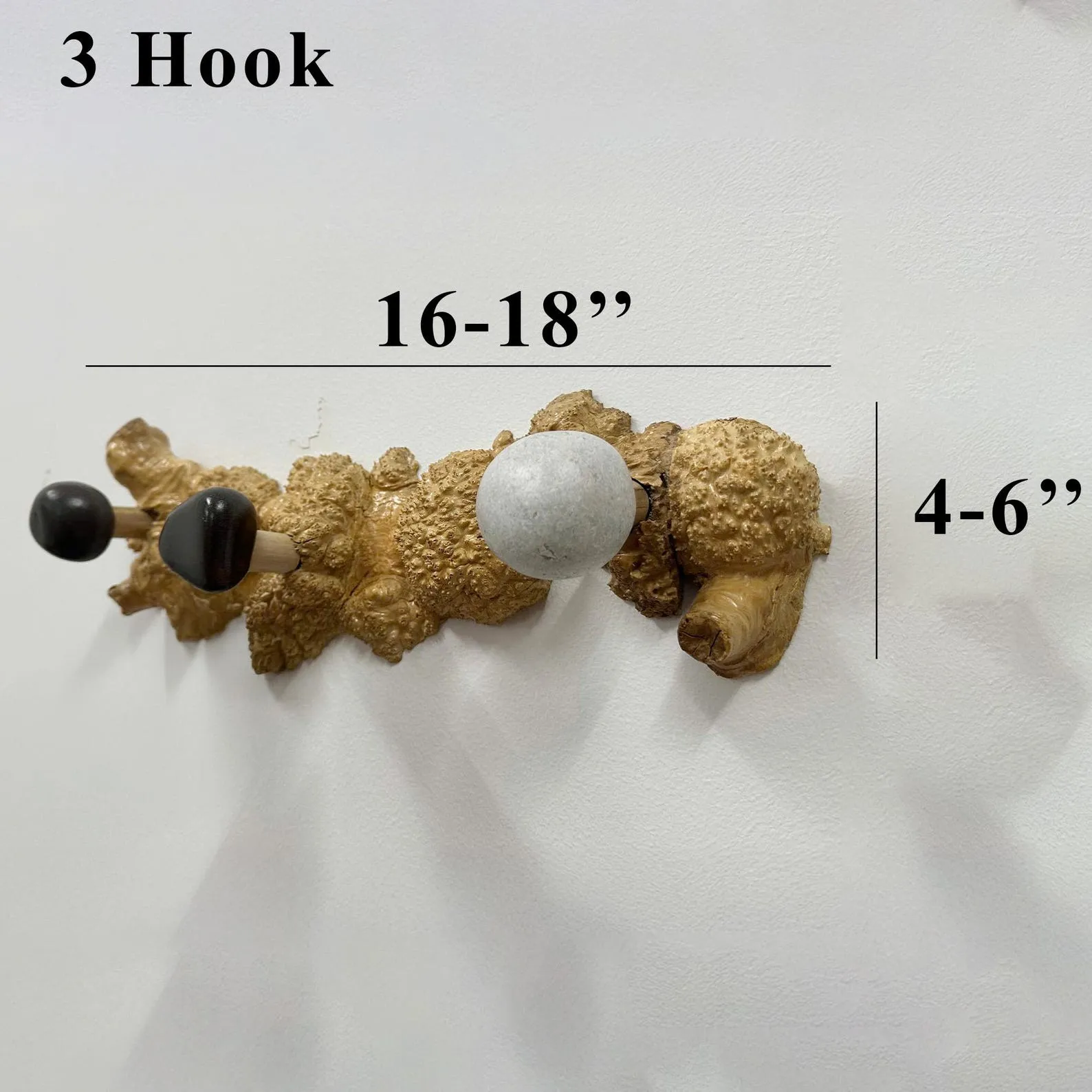 Burl wood coat hook pebble art deco coat hanger unique wall coat rack home decor - Image 9