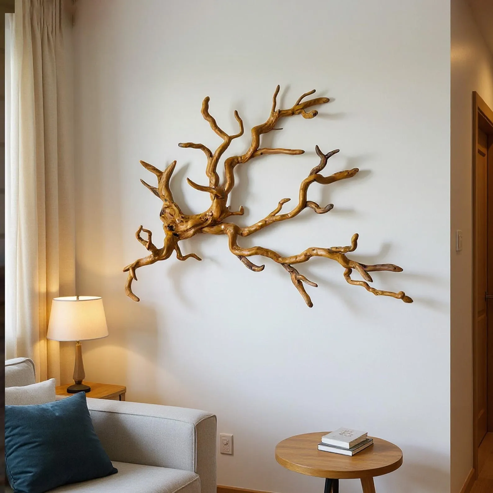 Driftwood branch wall decor coat rack wall mount decorative branch hook unique tree branch hanging clothes rack