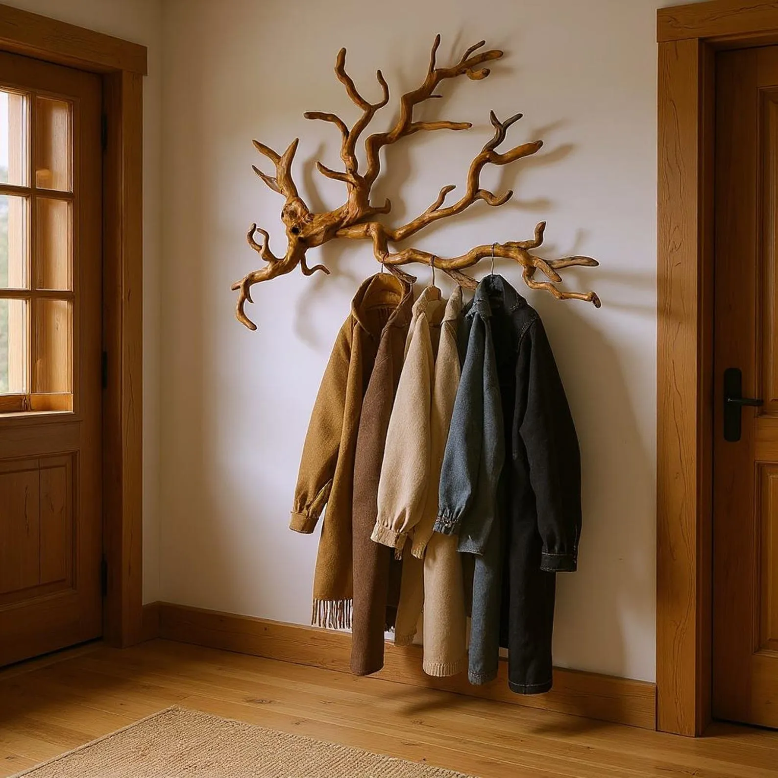 Driftwood branch wall decor coat rack wall mount decorative branch hook unique tree branch hanging clothes rack - Image 3