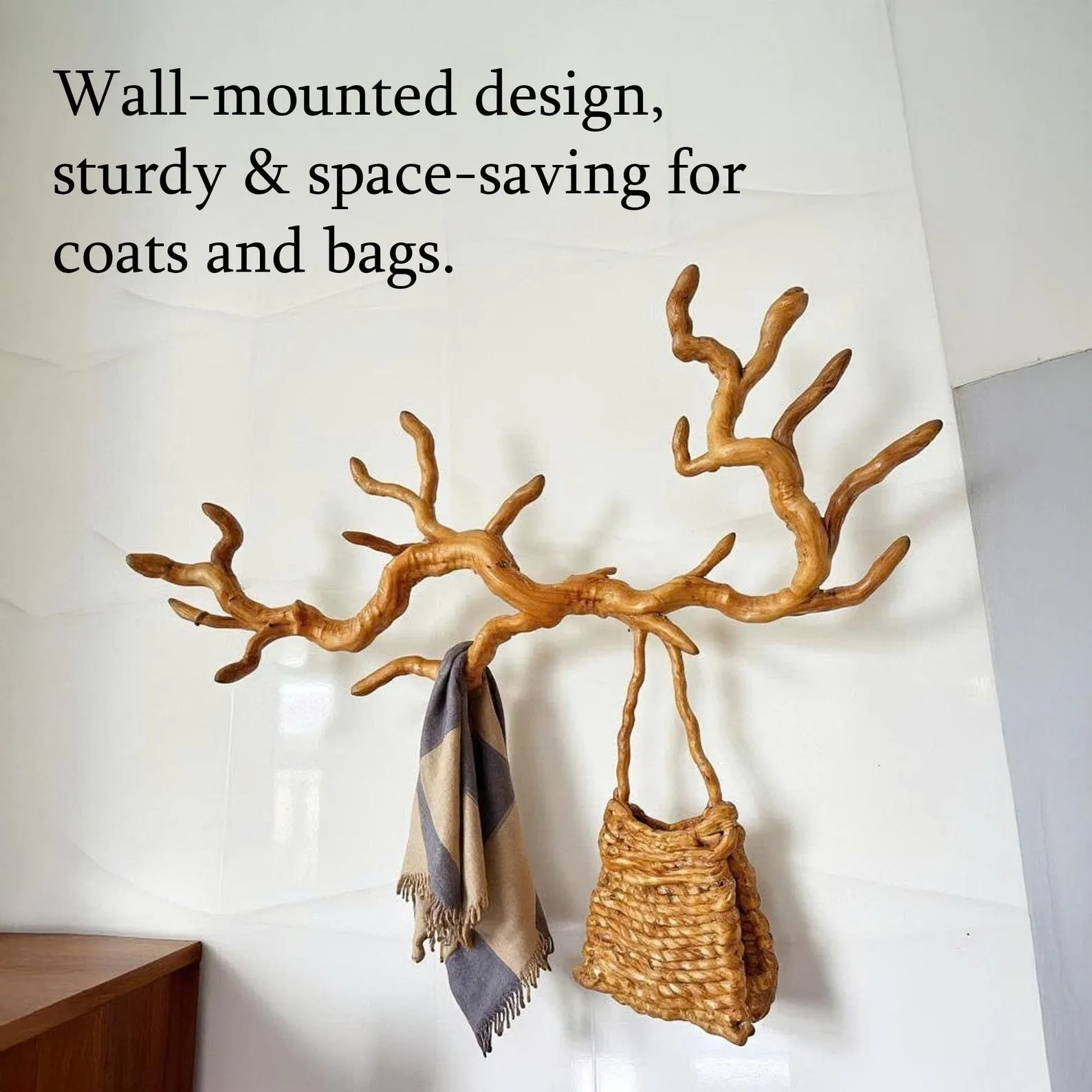 Wall mount driftwood branch coat rack natural tree branch coat hook hanging clothes decorative - Image 7