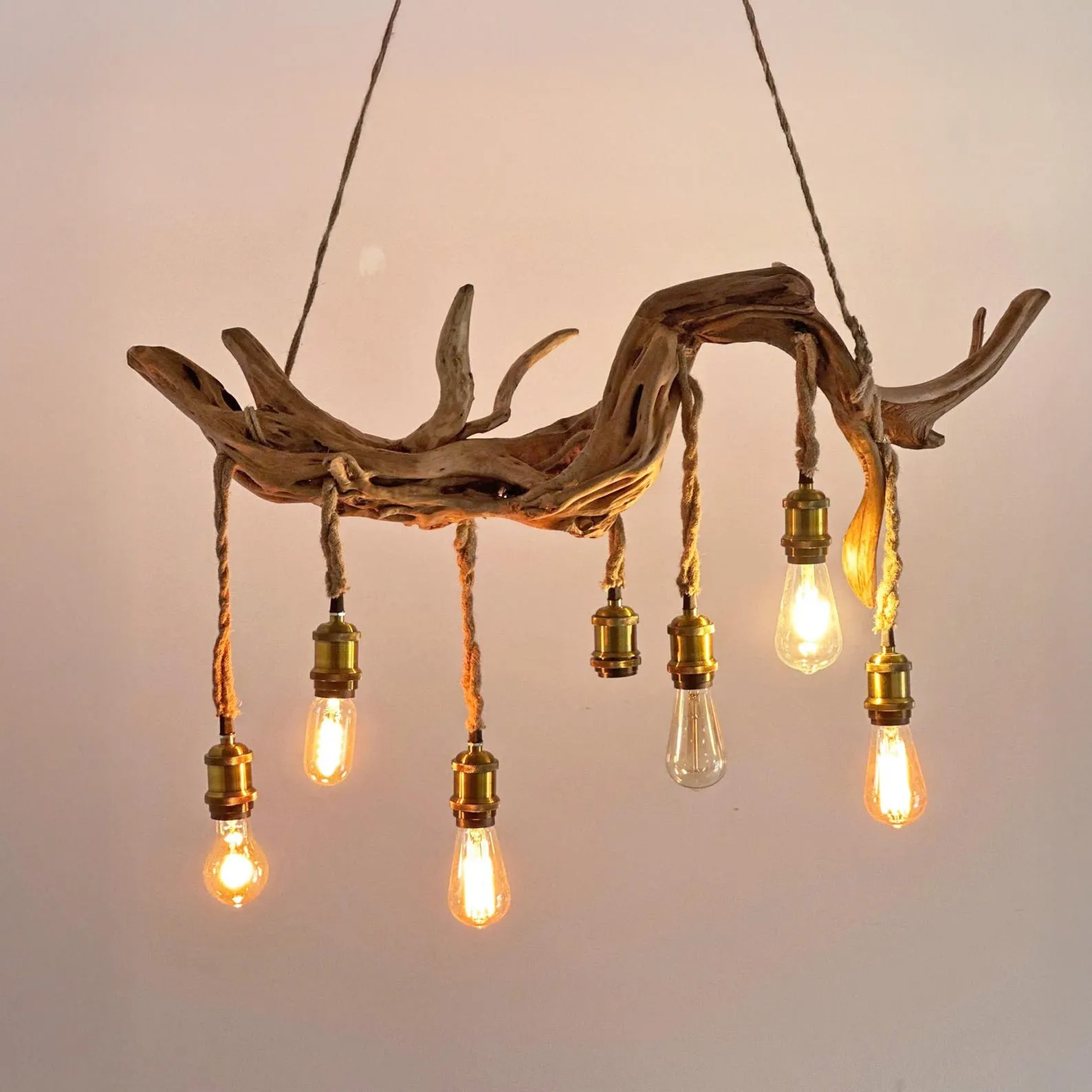 Driftwood branch ceiling light natural driftwood pendant light chandelier rustic home decoration