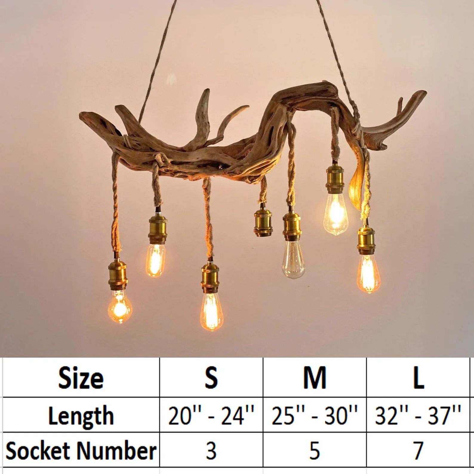 Driftwood branch ceiling light natural driftwood pendant light chandelier rustic home decoration - Image 3