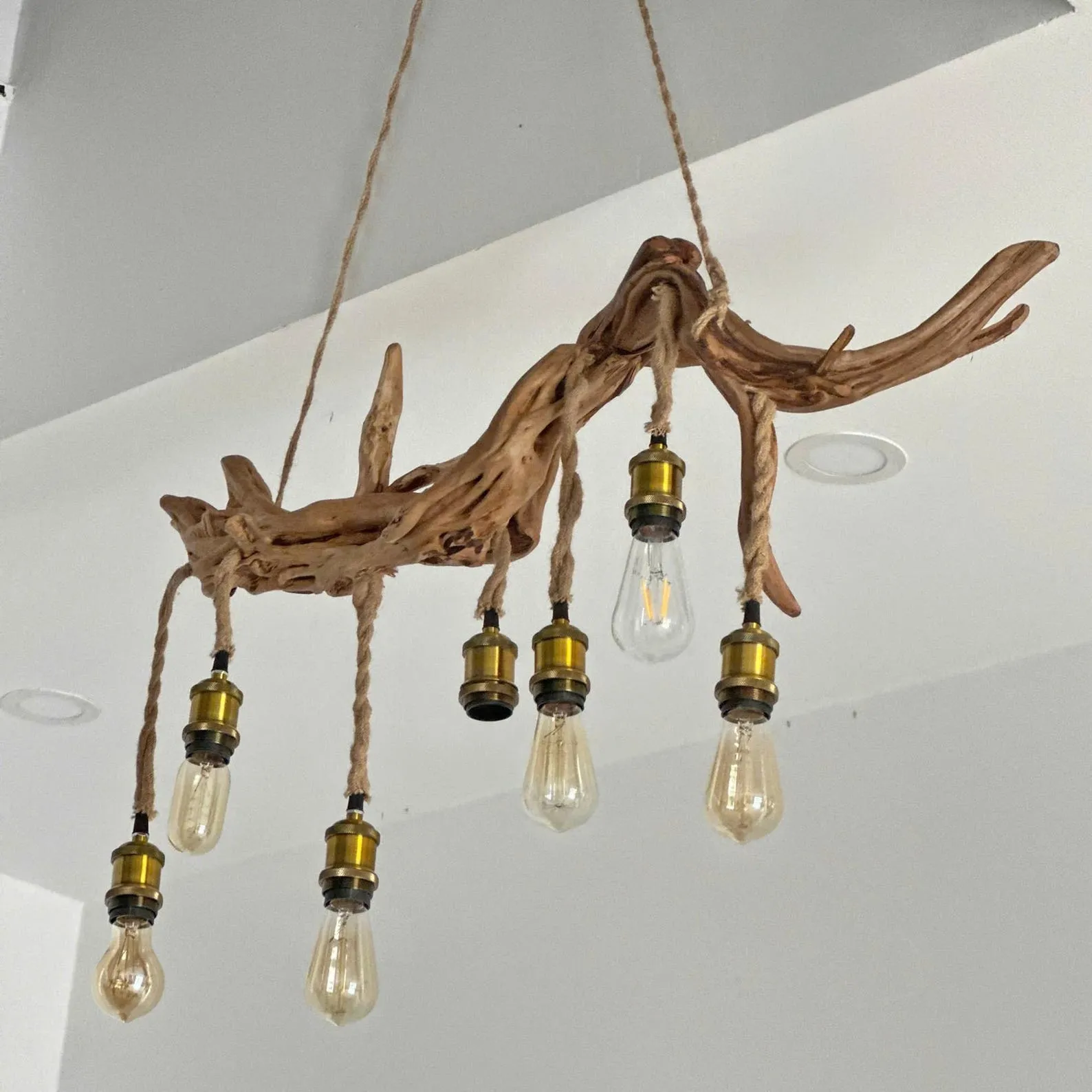 Driftwood branch ceiling light natural driftwood pendant light chandelier rustic home decoration - Image 4