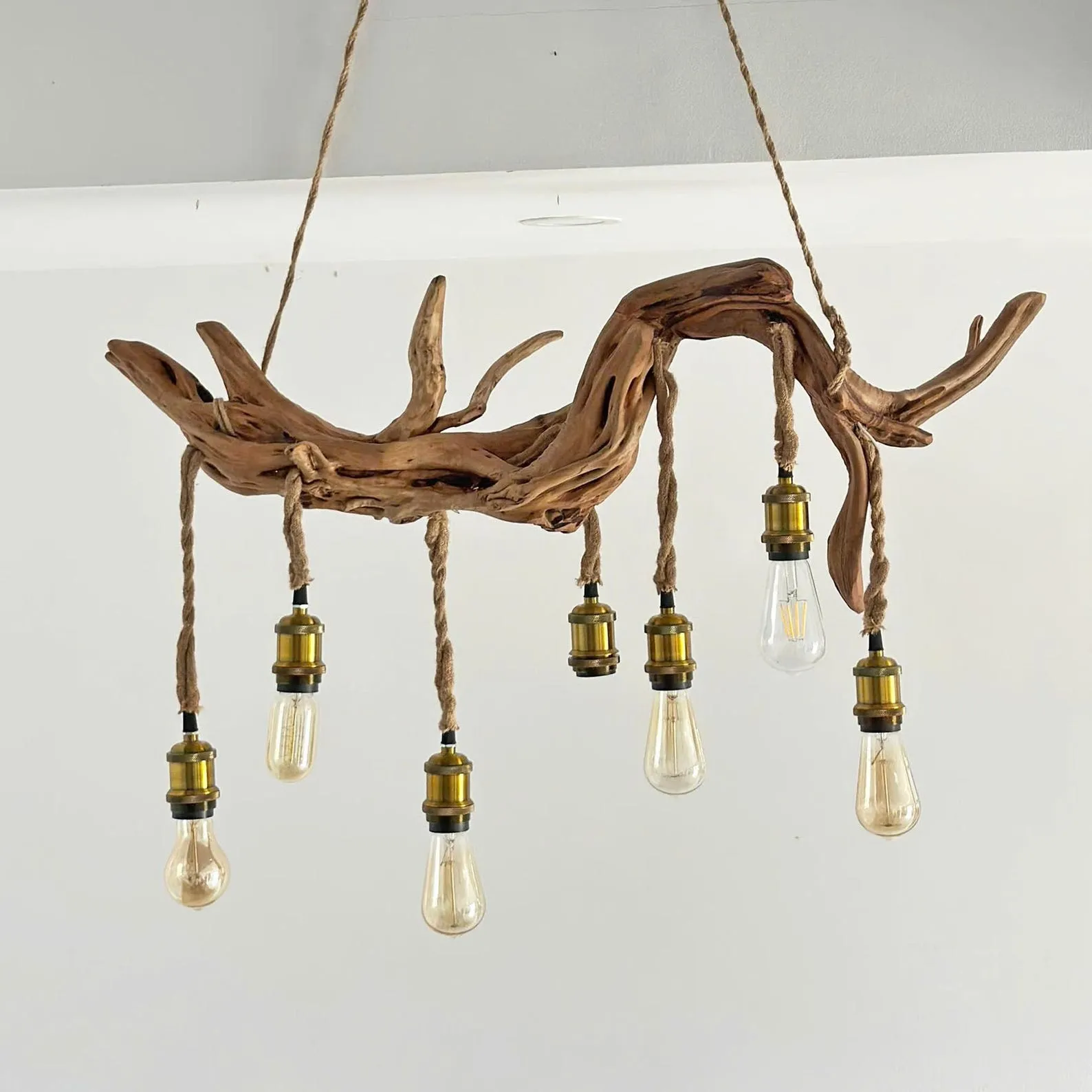 Driftwood branch ceiling light natural driftwood pendant light chandelier rustic home decoration - Image 7