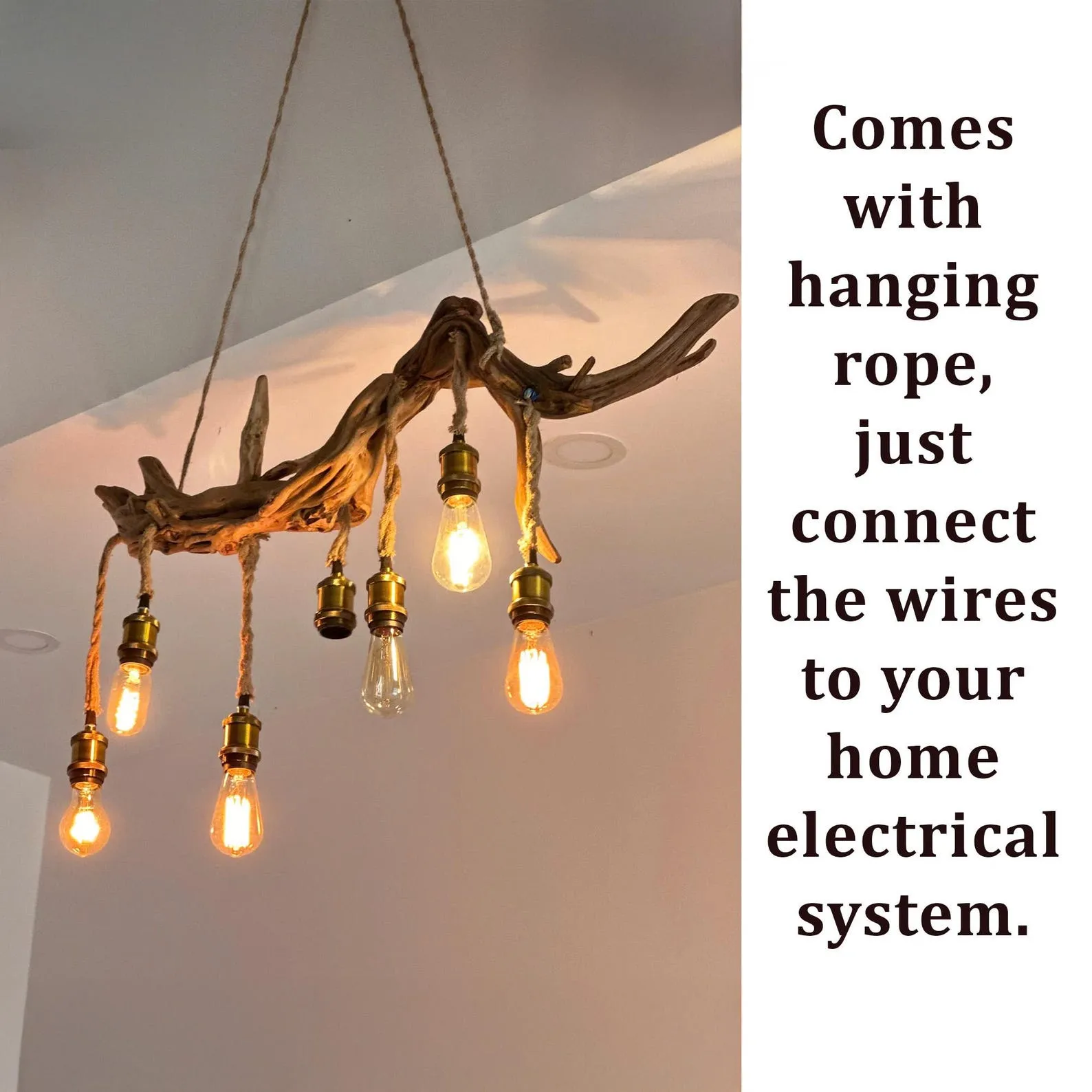 Driftwood branch ceiling light natural driftwood pendant light chandelier rustic home decoration - Image 8