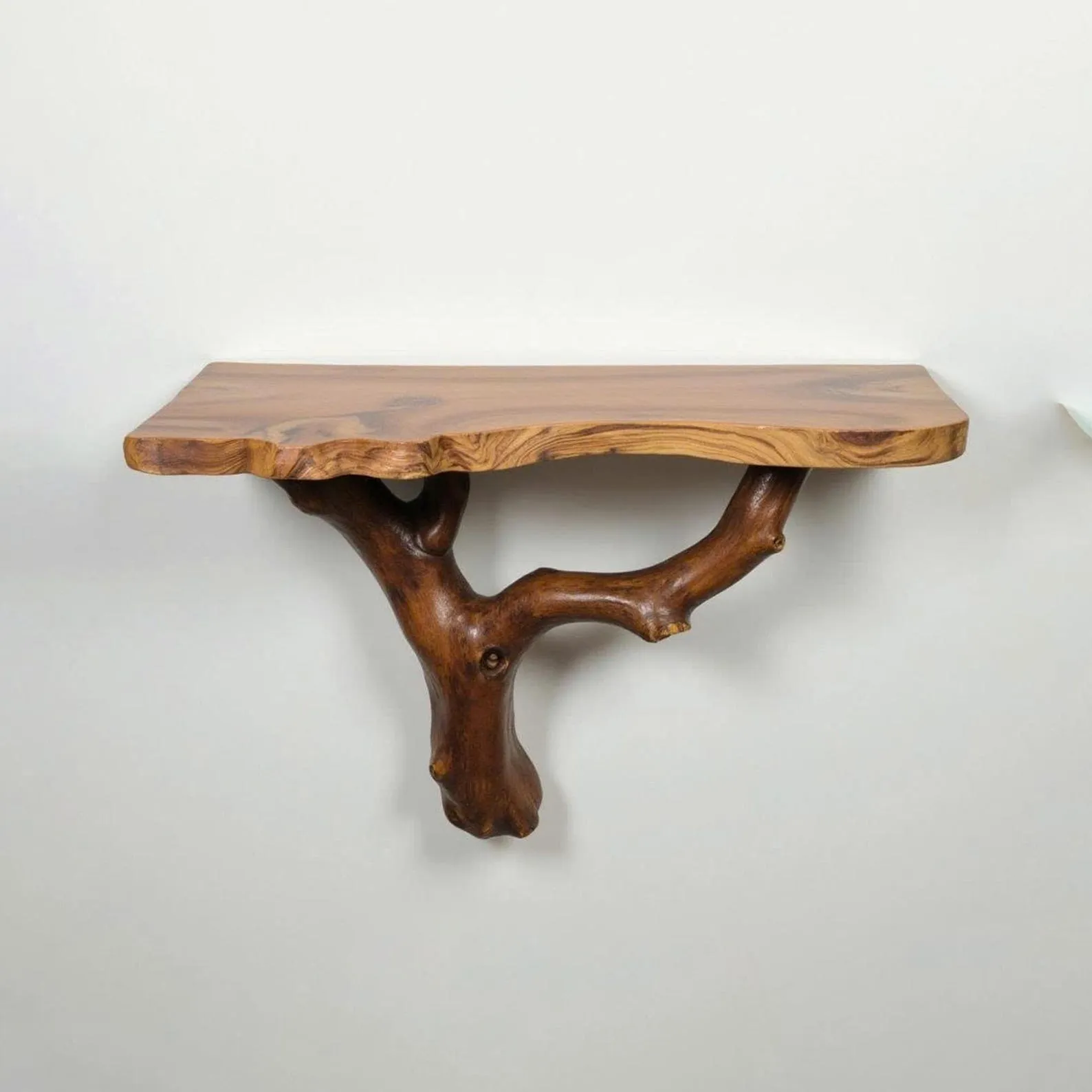 Floating bookshelf tree branch wall shelf solid wood live edge shelves on wall driftwood art decor for living room