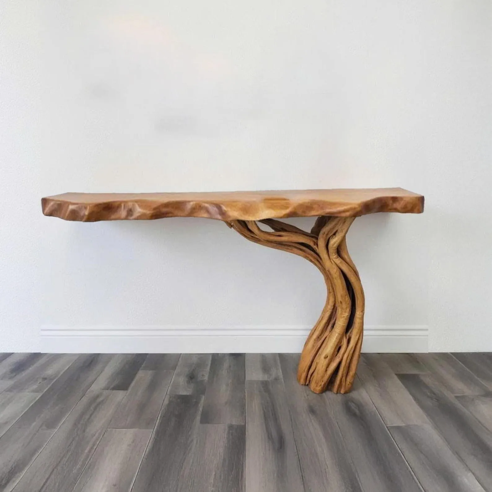 Driftwood console table live ege entry table solid wood wall mount hall way table media console rustic wood furniture decoration