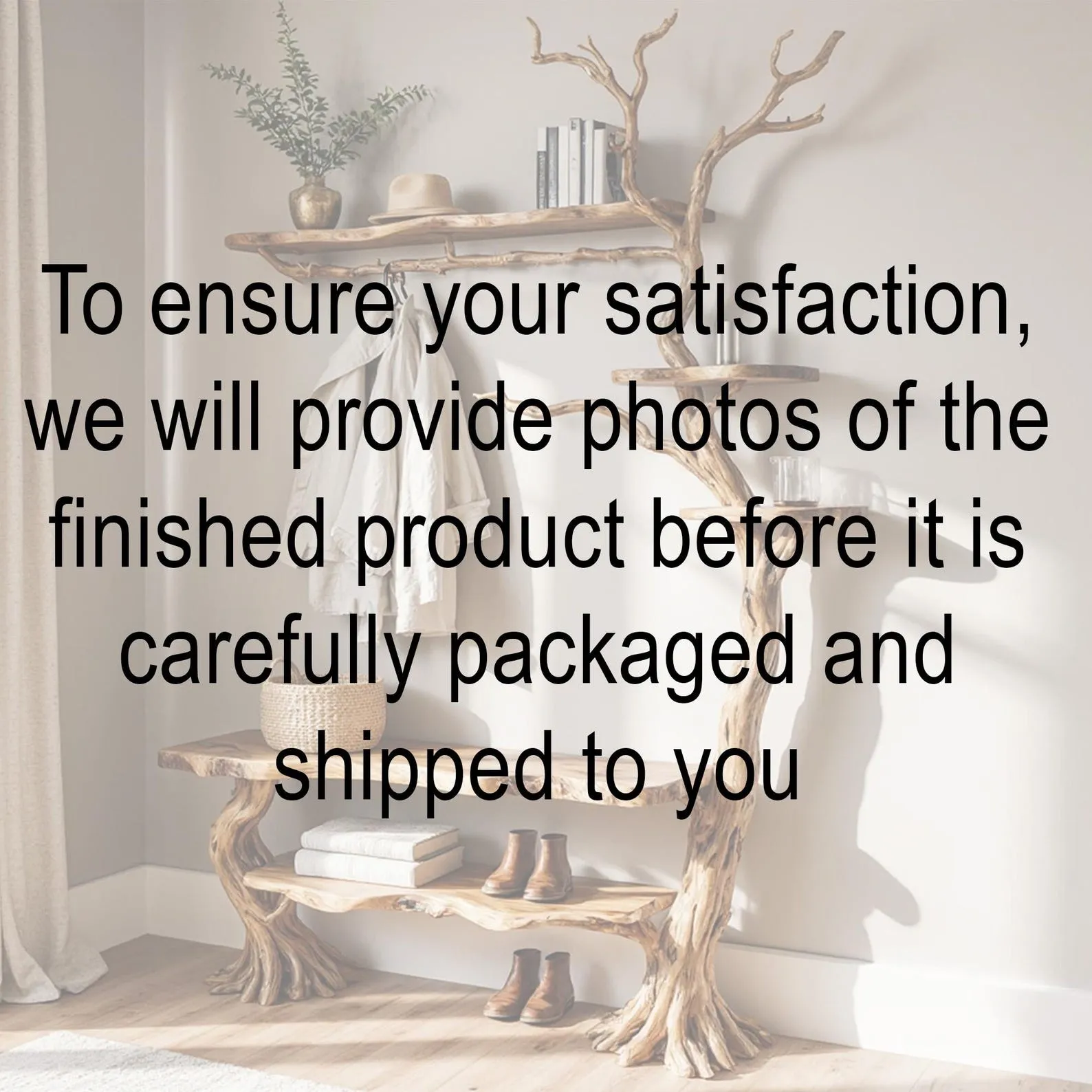 Tree branch coat rack wall mounted driftwood sculpture live edge wood shelf hallway coat rack hidden storage unique handmade furniture - Image 7