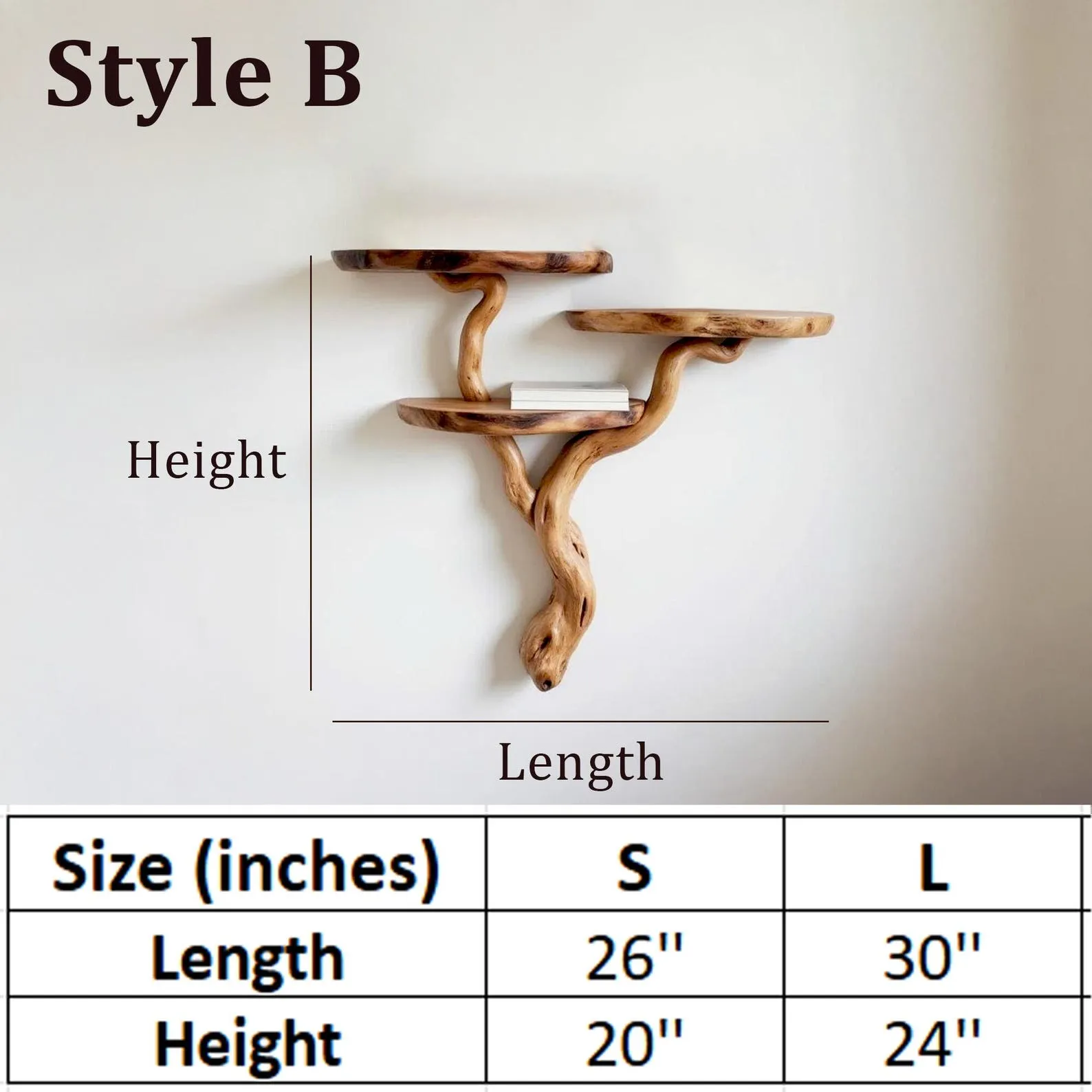 Driftwood corner shelf tree branch solid wood bookshelf corner floating shelving rustic bookcase wall mount art furniture - Image 10