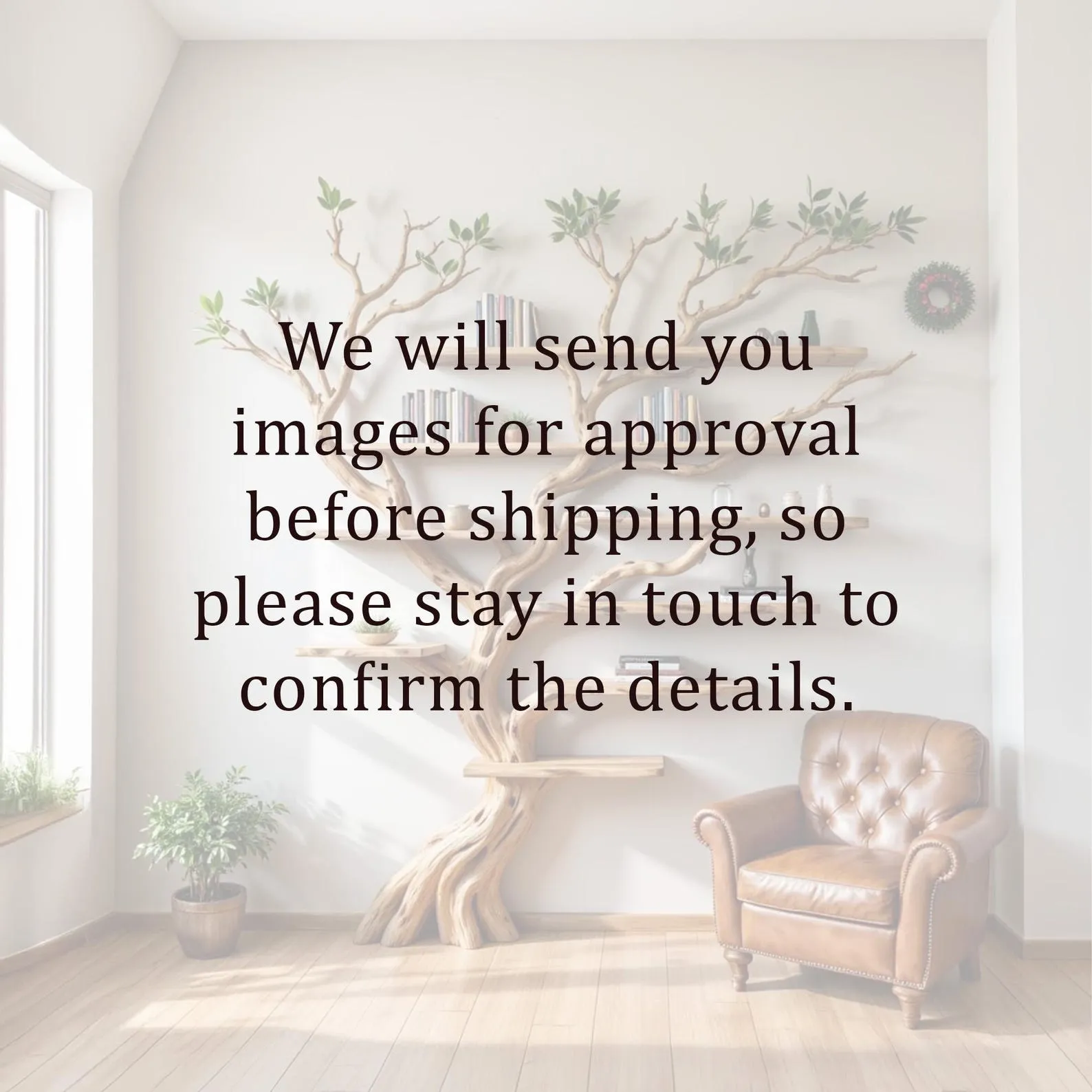 Wall mount bookshelf tree branch floating bookcase wall hanging tree shape shelving - Image 9