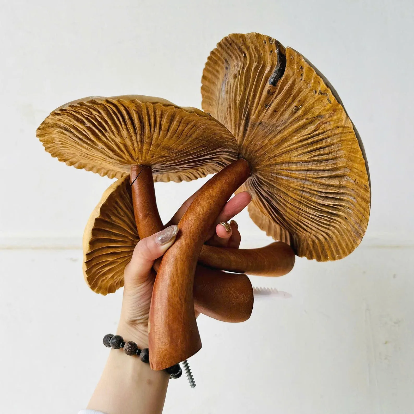 Solid wood mushroom floating shelf mushroom wall shelf whimsical hanging shelf floating plant shelf mushroom accessories decoration - Image 3