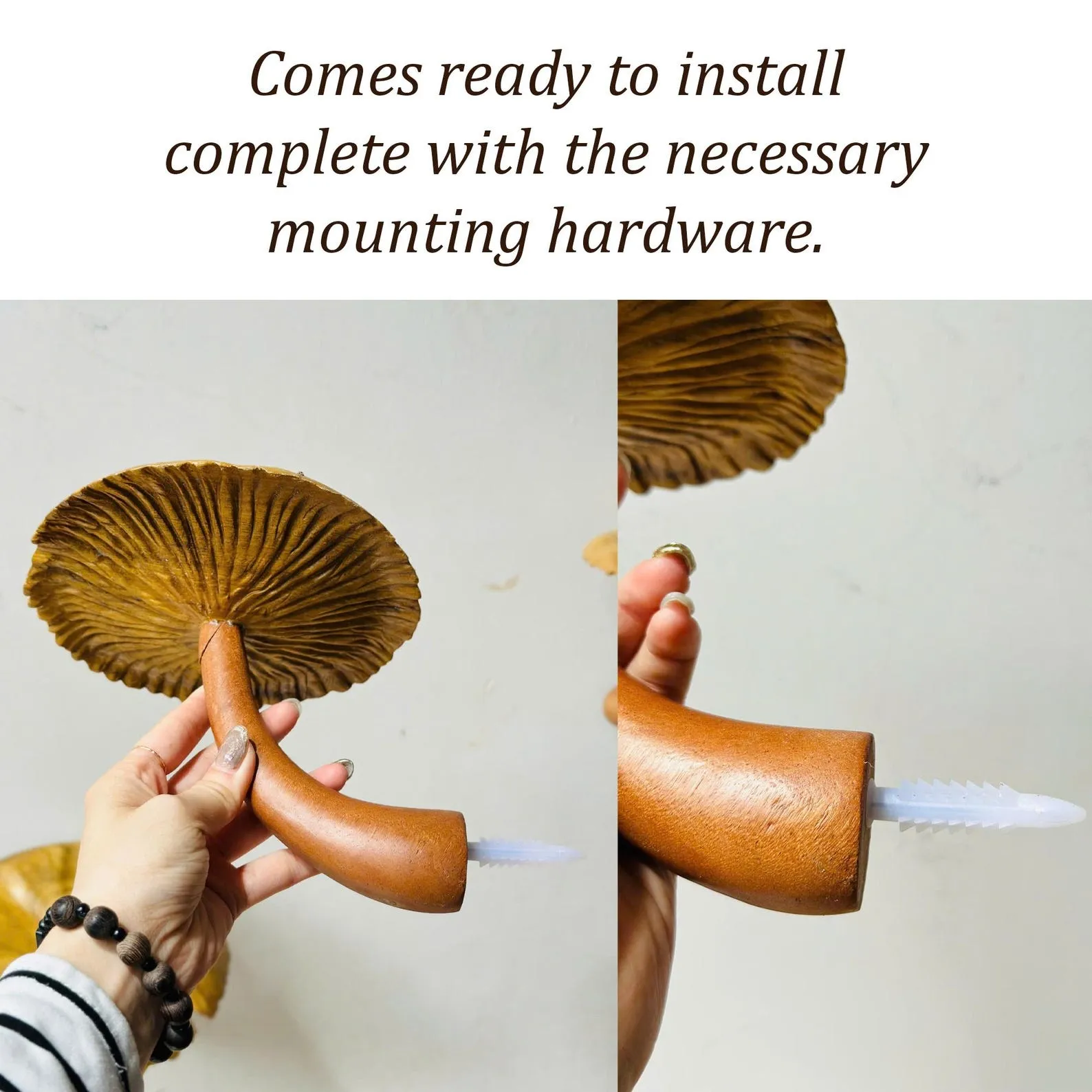 Solid wood mushroom floating shelf mushroom wall shelf whimsical hanging shelf floating plant shelf mushroom accessories decoration - Image 6