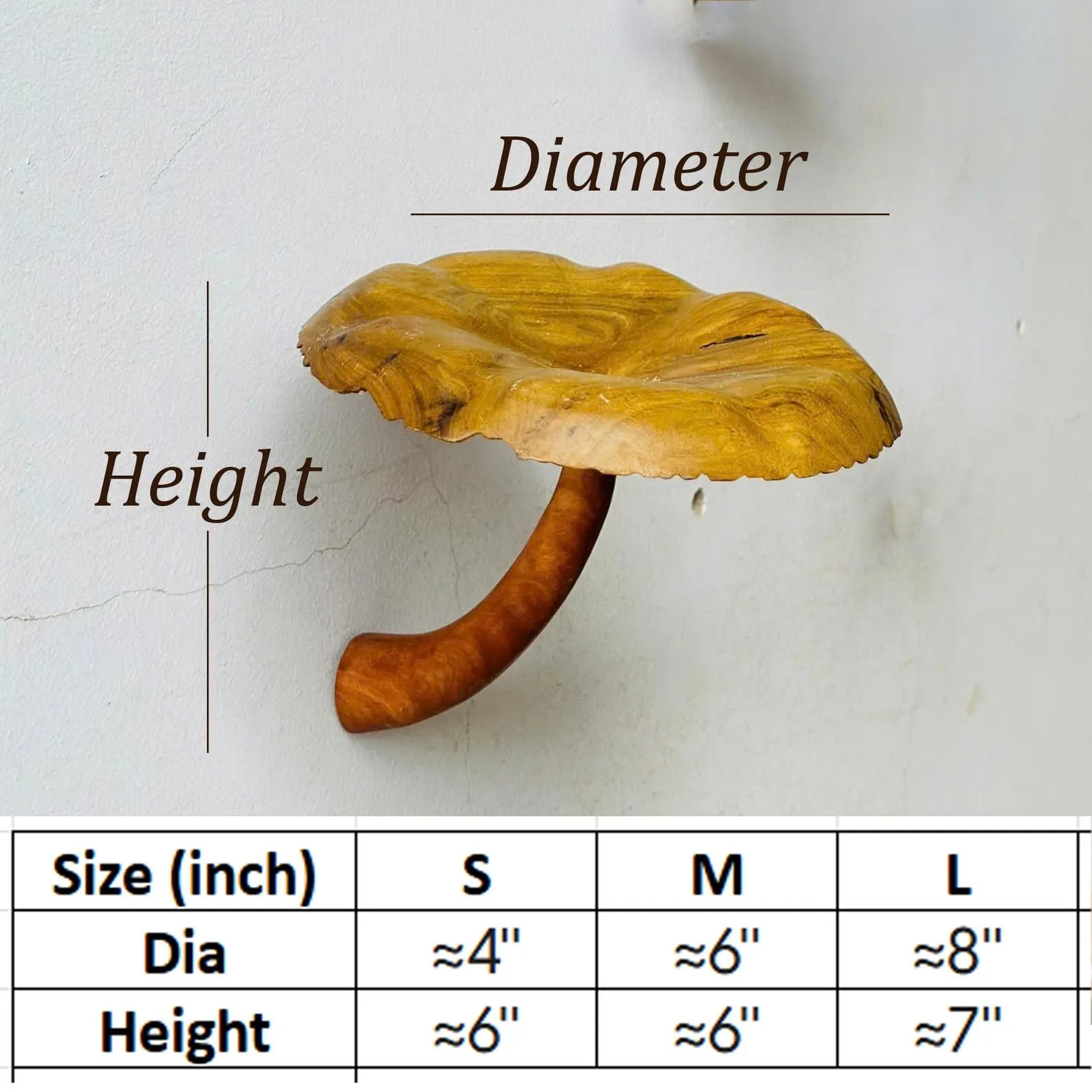 Solid wood mushroom floating shelf mushroom wall shelf whimsical hanging shelf floating plant shelf mushroom accessories decoration - Image 7