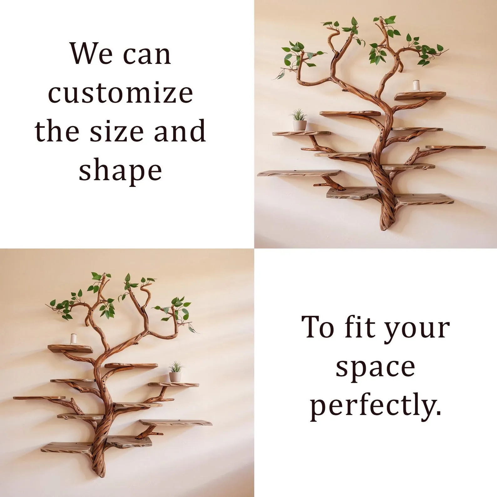 Floating live edge bookshelf driftwood tree branch bookcase wall mount hanging shelves drift wood book shelf rustic home decoration - Image 10