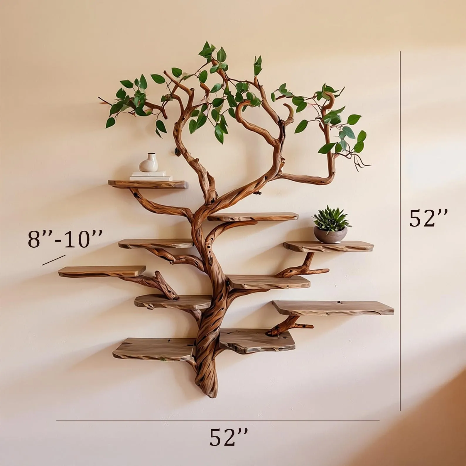 Floating live edge bookshelf driftwood tree branch bookcase wall mount hanging shelves drift wood book shelf rustic home decoration - Image 5