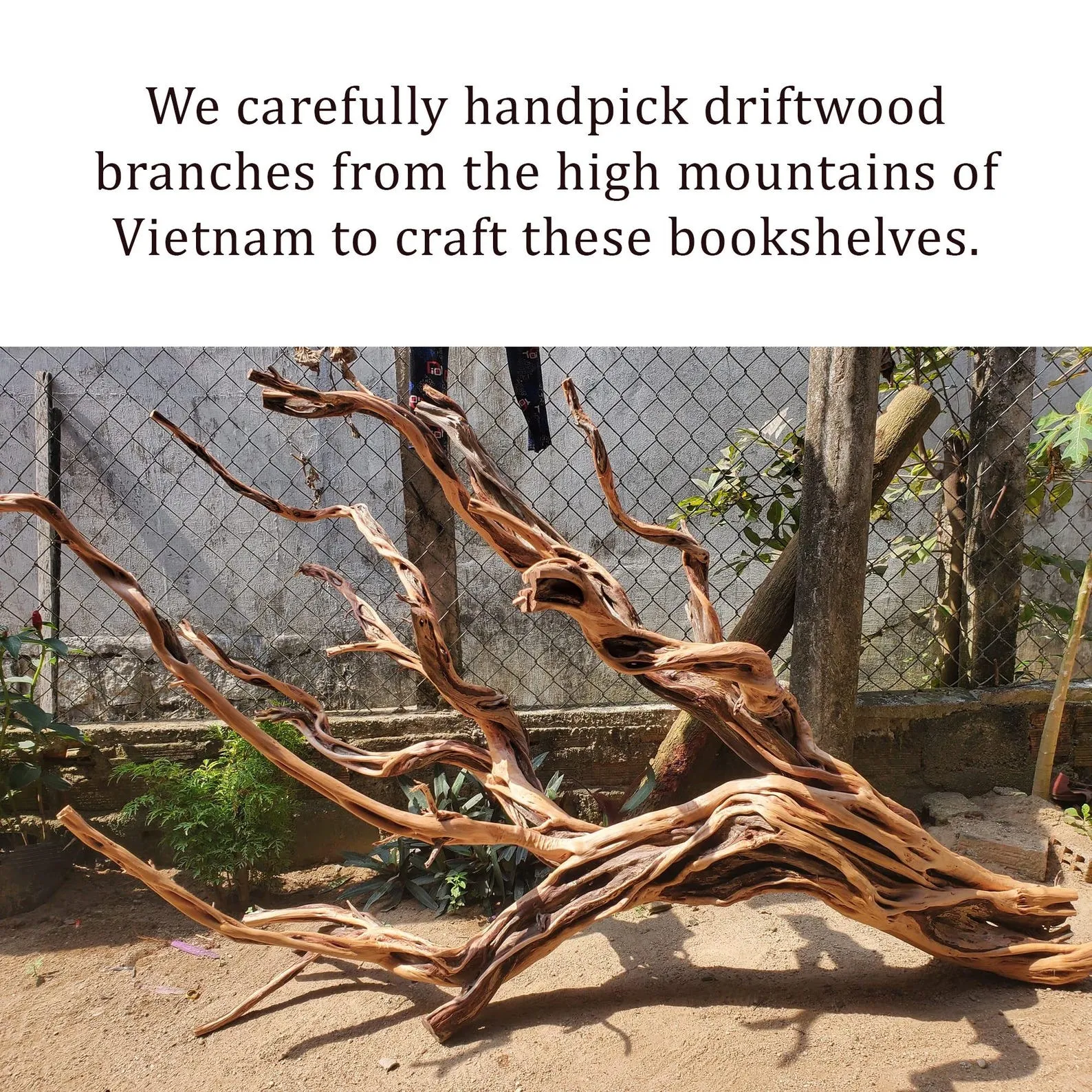 Corner tree branch bookshelf driftwood bookcase with bench corner floating wall mount book shelf scupltured tree bookcase unique decoration - Image 7