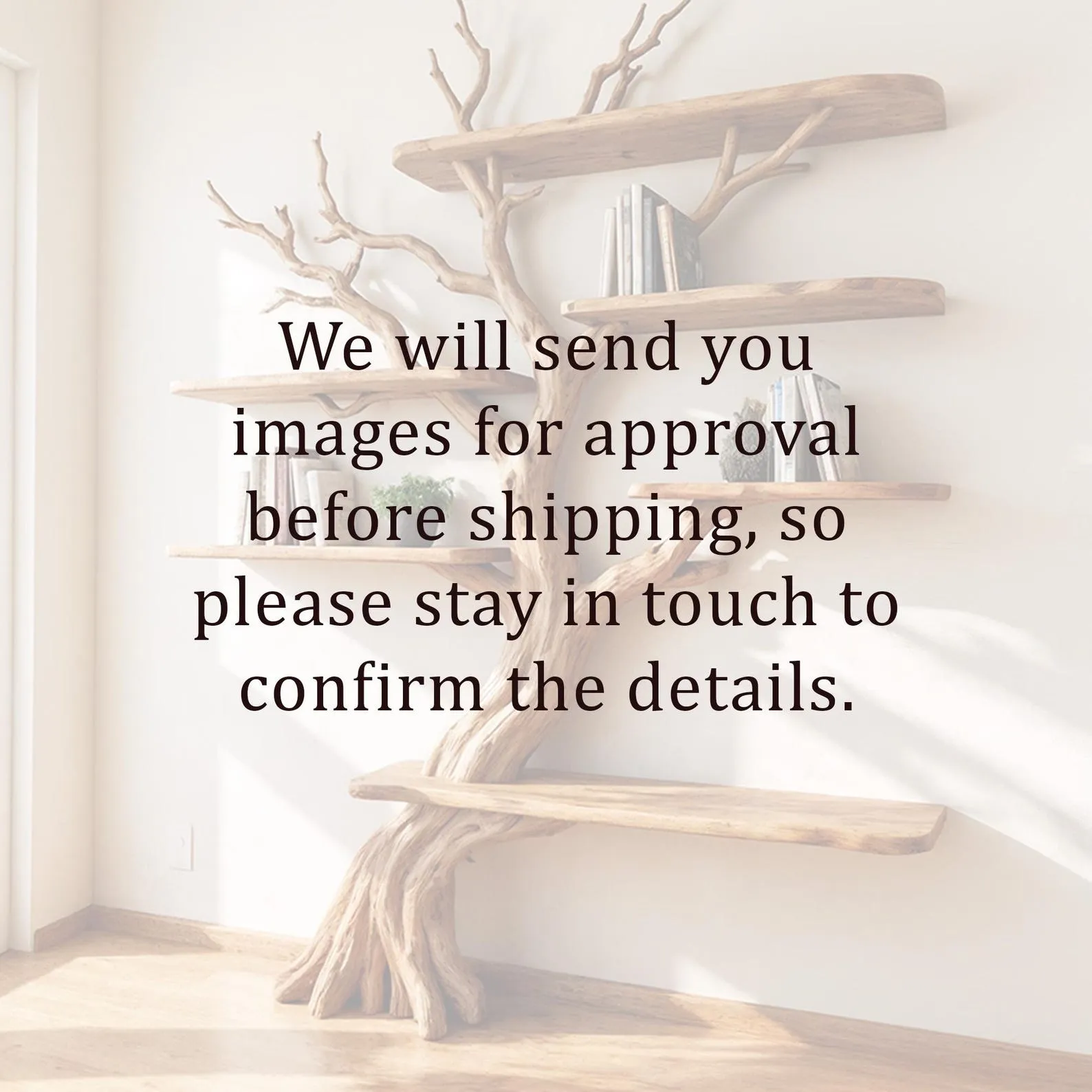 Driftwood tree branch bookshelf decorative solid wood bookcase wall mount tree shelf art handcrafted rustic furniture - Image 8