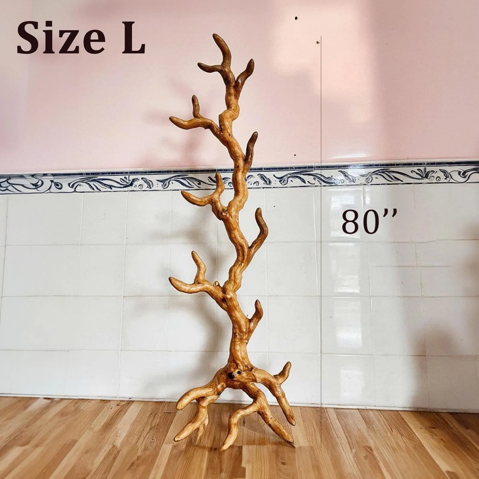 Free standing tree branch coat rack driftwood coat hook hanging clothes solid wood - Image 6