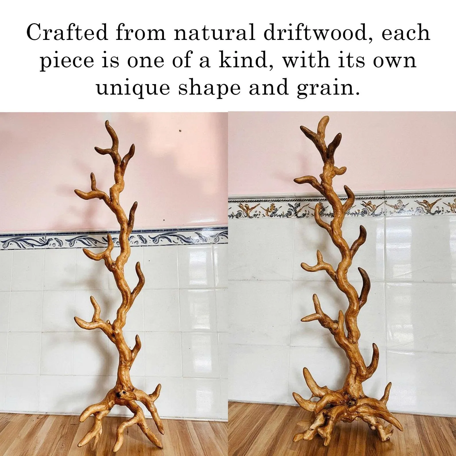 Free standing tree branch coat rack driftwood coat hook hanging clothes solid wood - Image 8