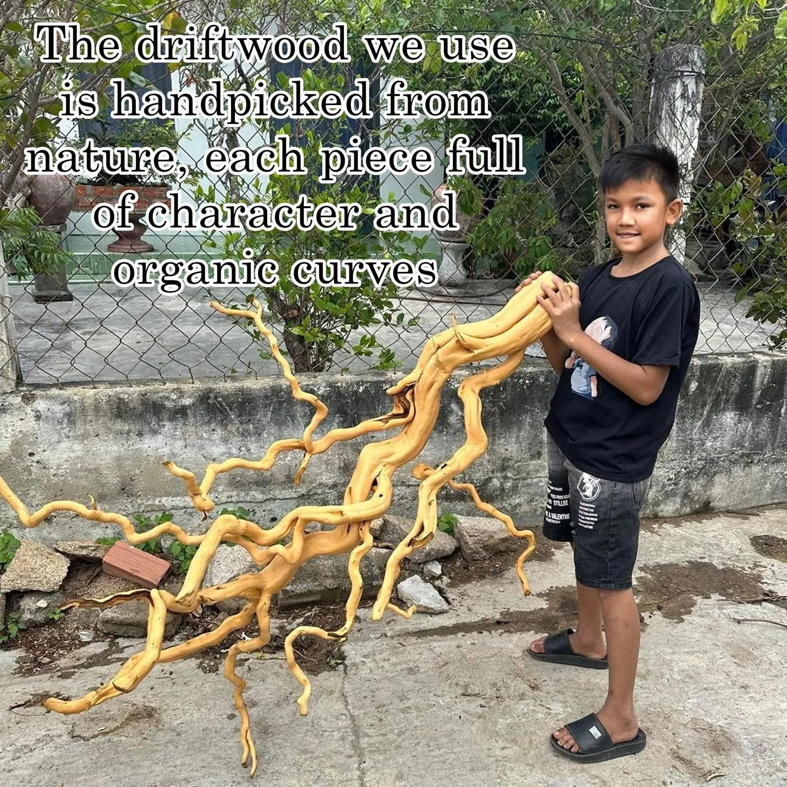 Free standing tree branch coat rack driftwood coat hook hanging clothes solid wood - Image 9