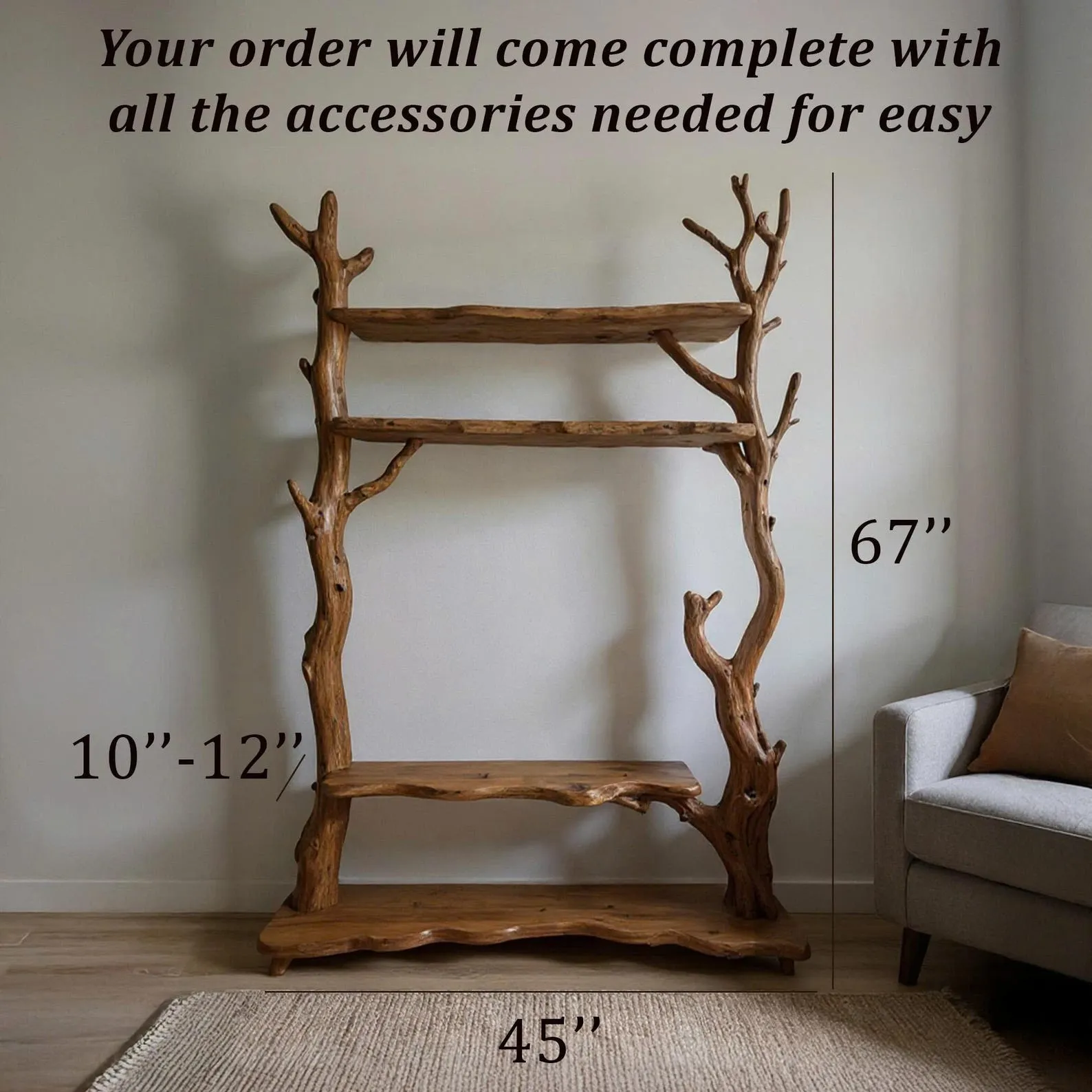 Driftwood tree branch coat rack driftwood coat hook solid wood wall mount shoe storage wood branch - Image 6