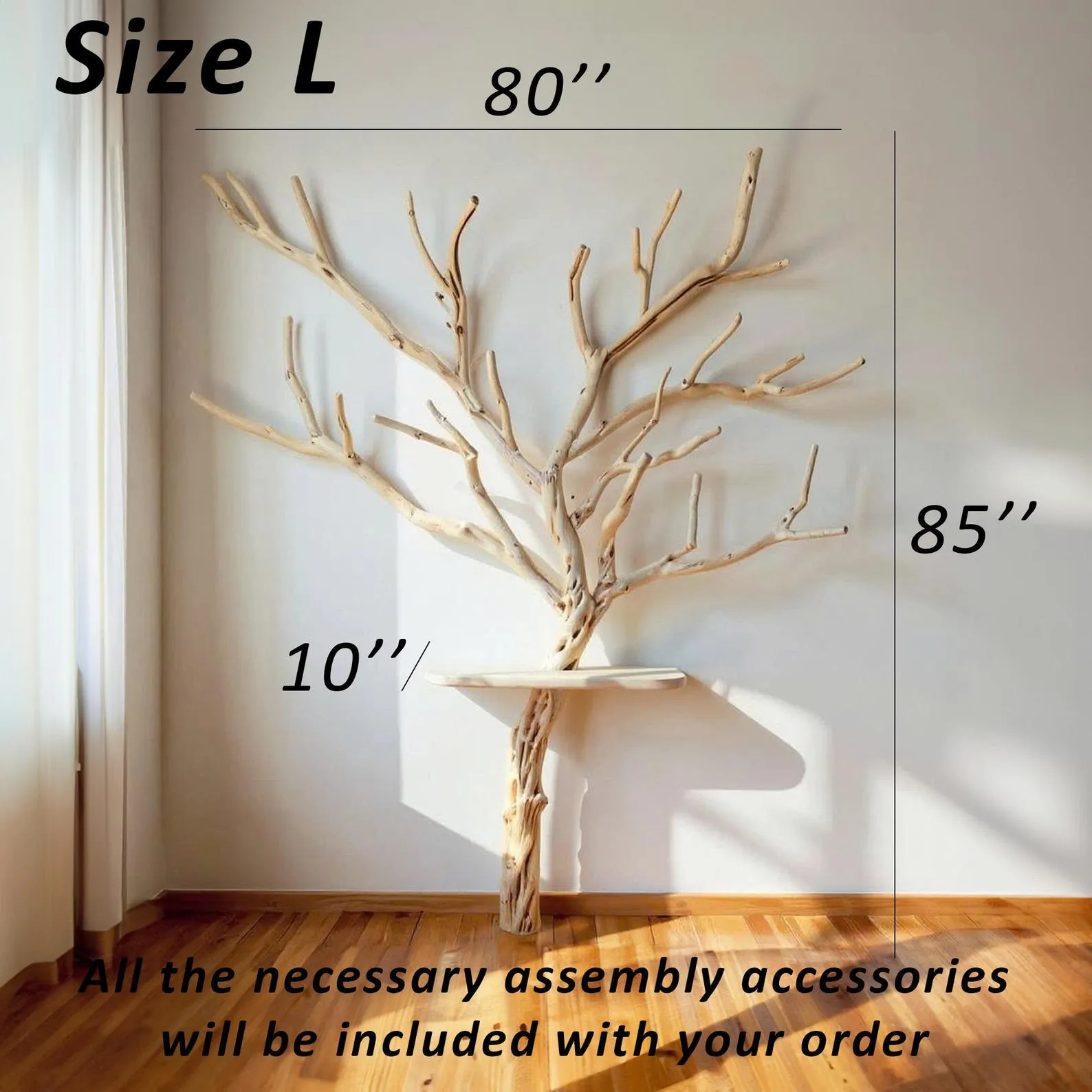 Tree branch coat rack driftwood branch wall art floating wood shelf decorative towel hooks entryway decoration - Image 10