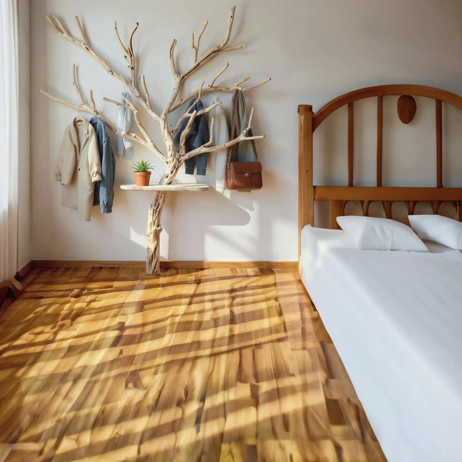 Tree branch coat rack driftwood branch wall art floating wood shelf decorative towel hooks entryway decoration - Image 6