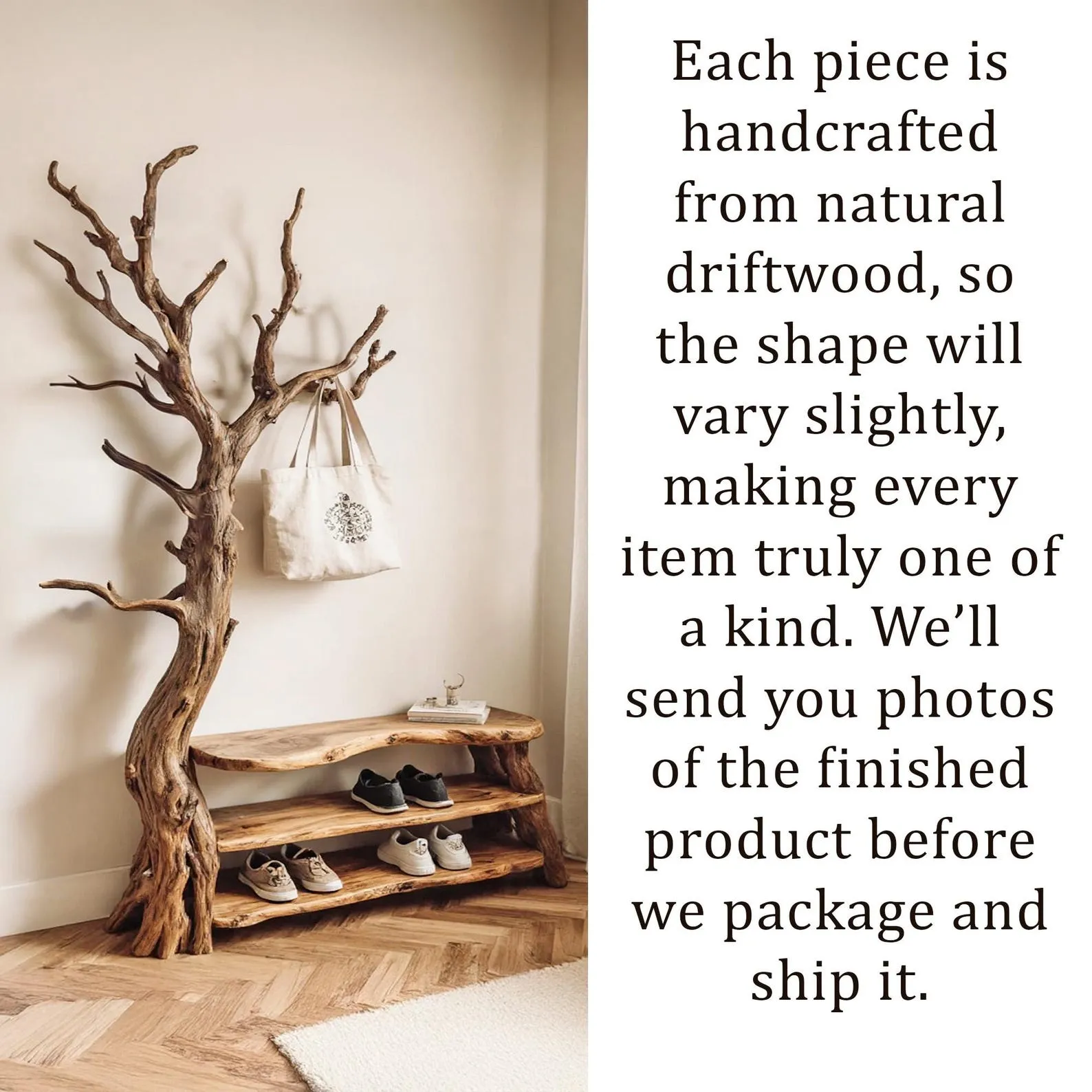 Driftwood coat rack tree branch wall mount live edge show storage solid wood tree coat hook hanging branch furniture decoration - Image 9