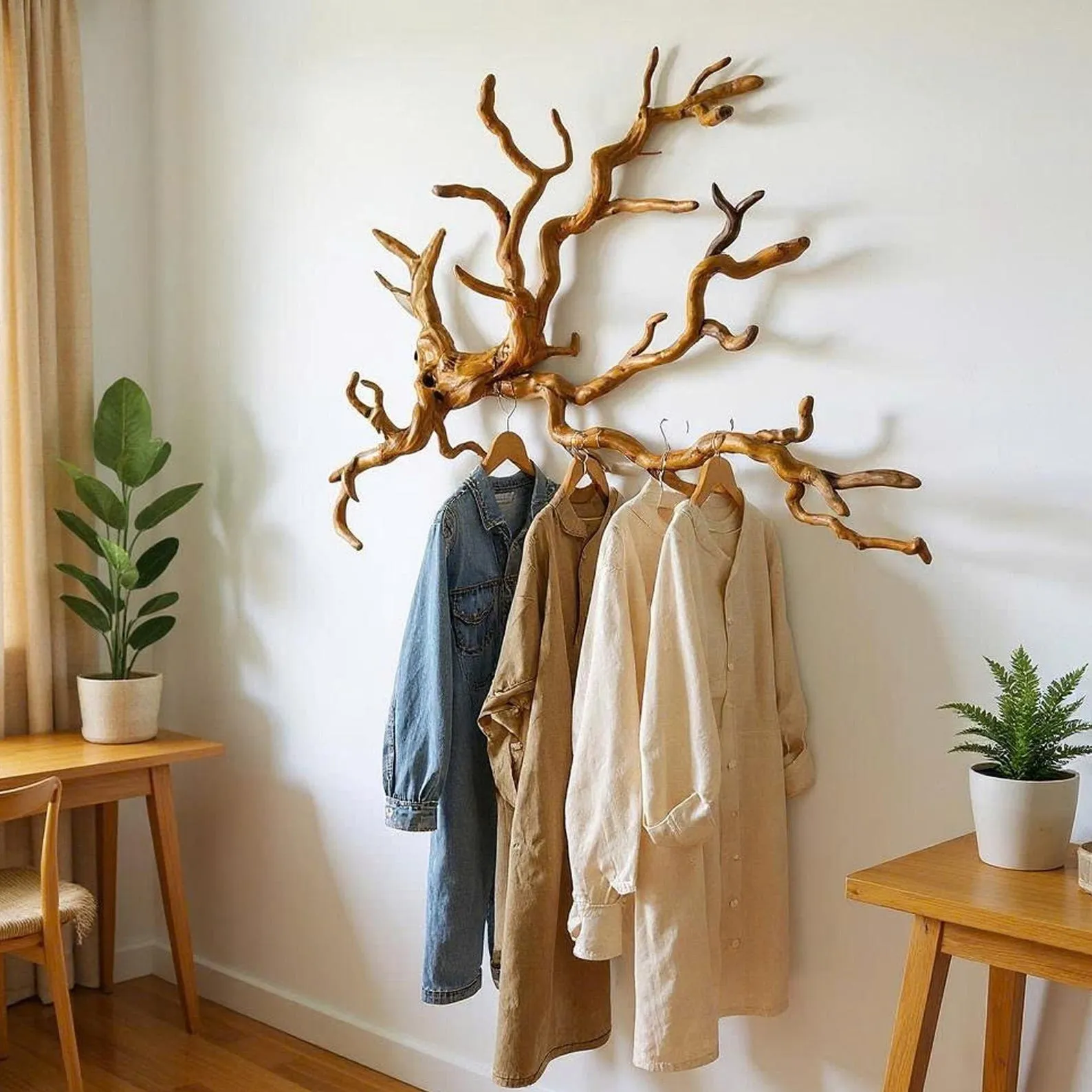 Driftwood wall hook tree branch coat rack wall mount decorative coat hooks rustic wood wall hanger entryway decoration - Image 3