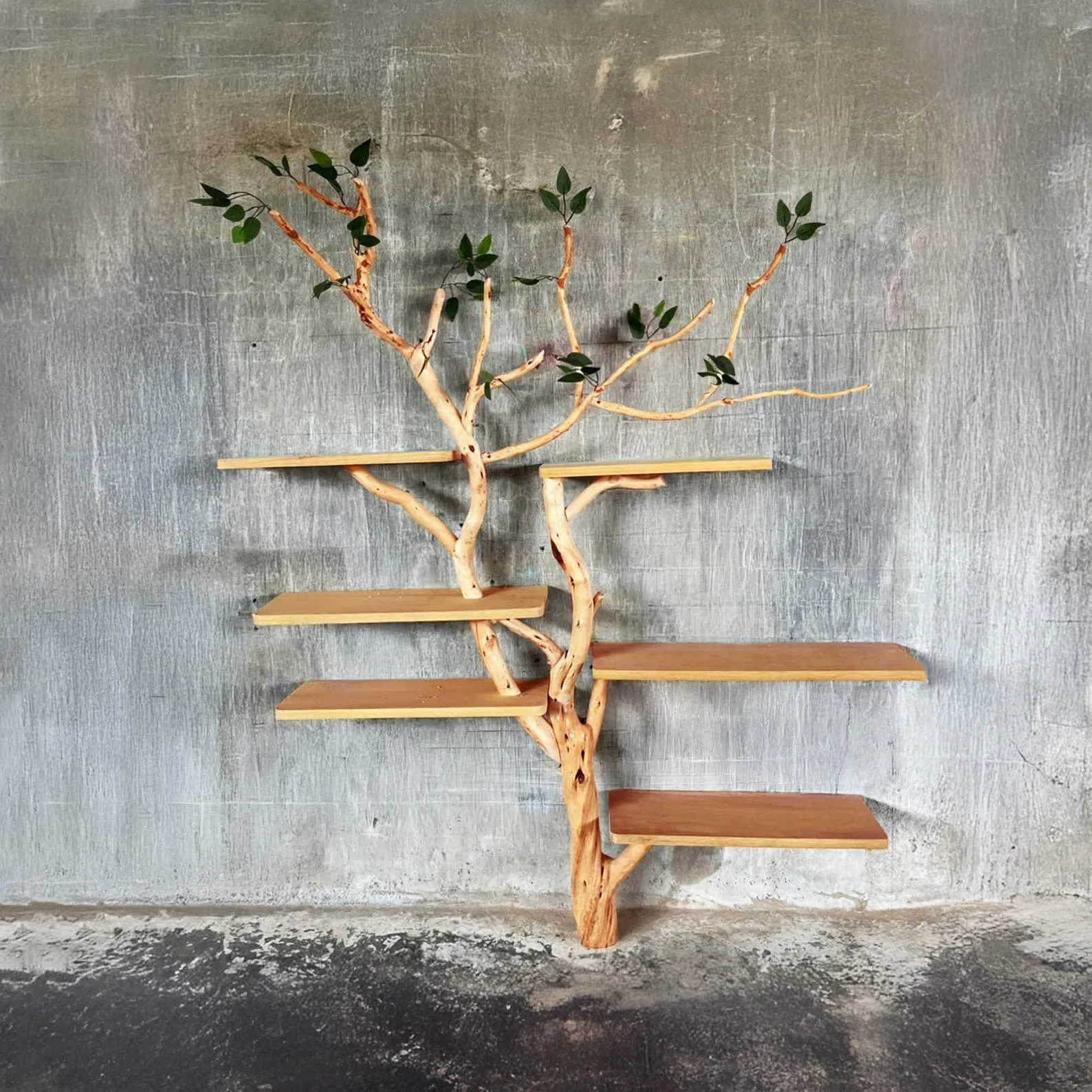 Tree branch floating bookshelves solid wood live edge floating shelf wall mount bookshelf decor home art
