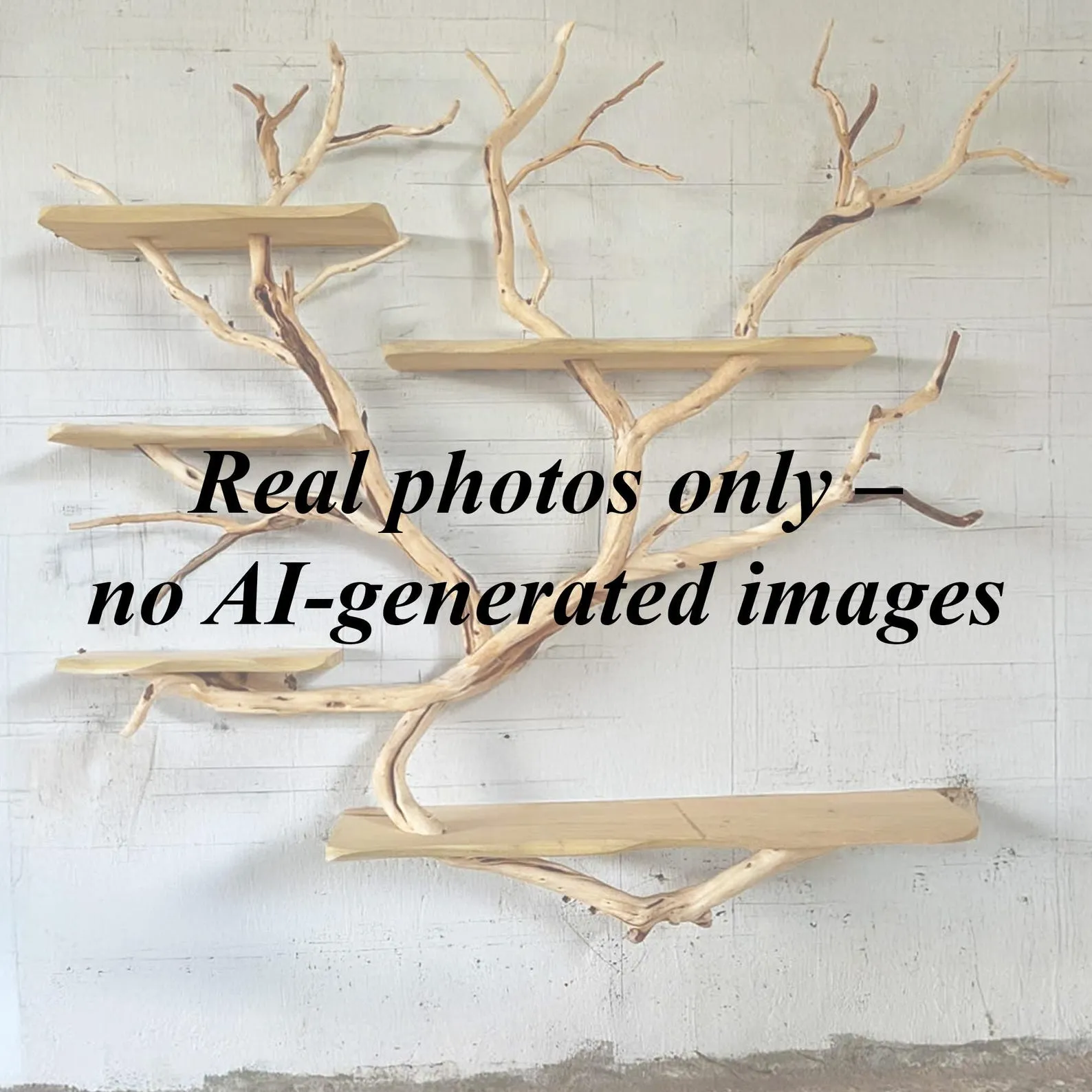 Floating bookshelf rustic shelves on wall solid wood live edge shelf driftwood branch home decoration - Image 4