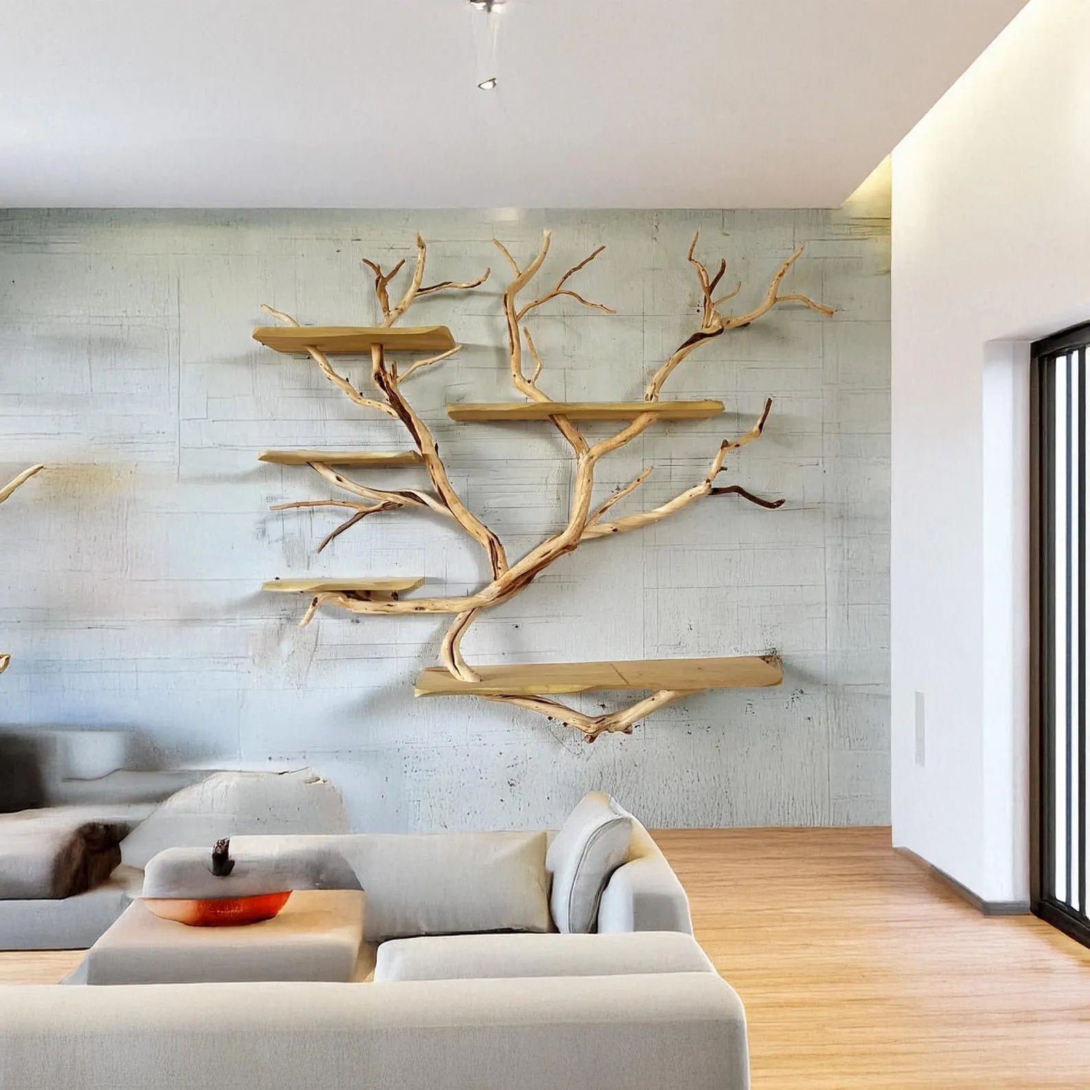 Floating bookshelf rustic shelves on wall solid wood live edge shelf driftwood branch home decoration - Image 6