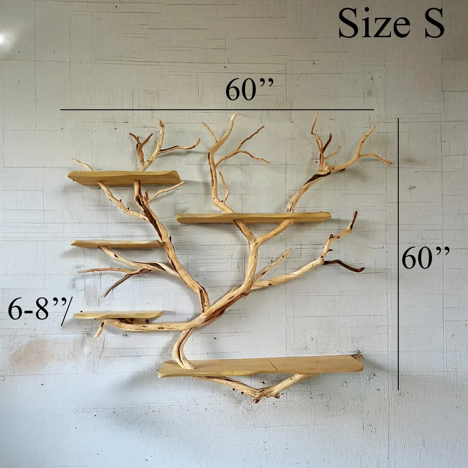 Floating bookshelf rustic shelves on wall solid wood live edge shelf driftwood branch home decoration - Image 7