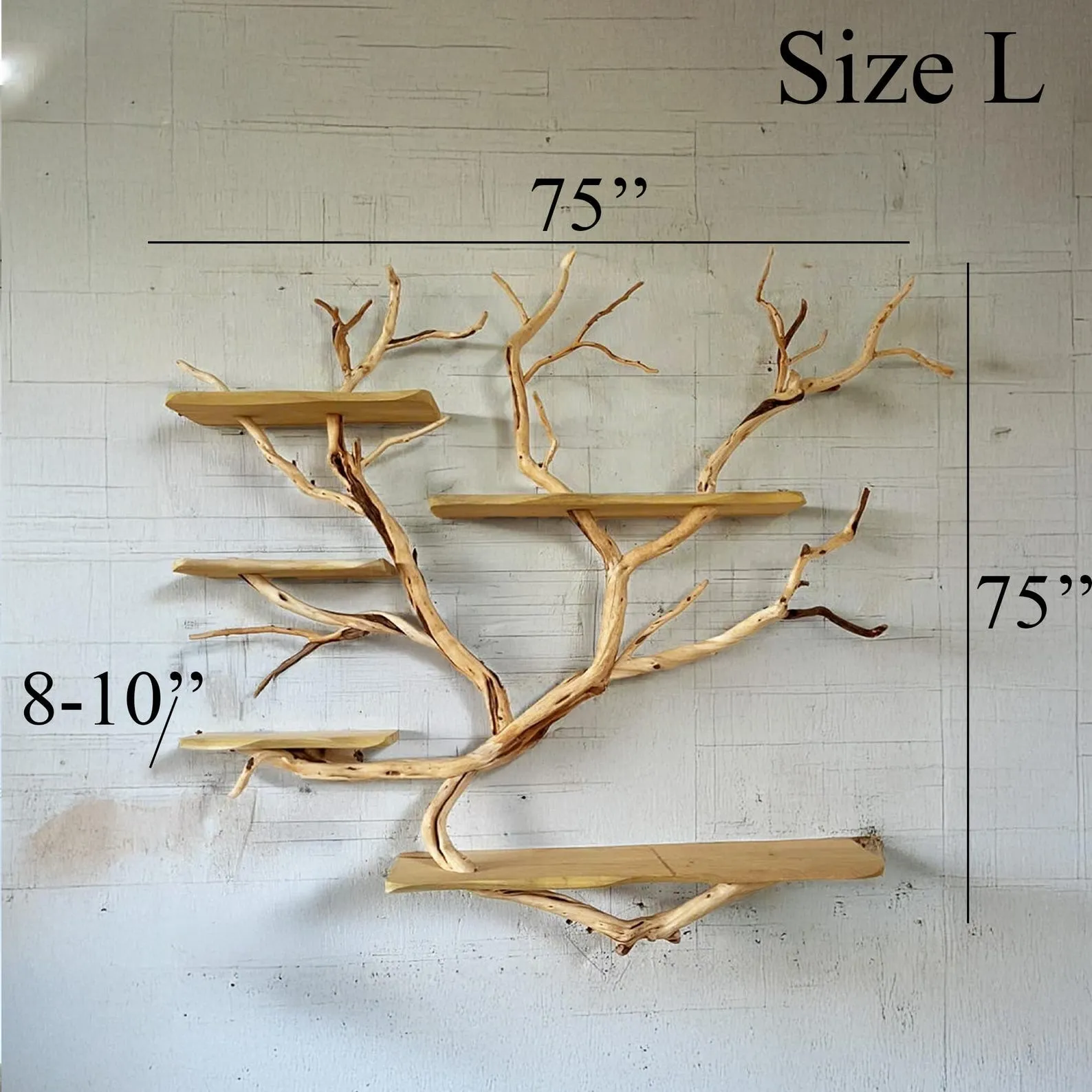 Floating bookshelf rustic shelves on wall solid wood live edge shelf driftwood branch home decoration - Image 8