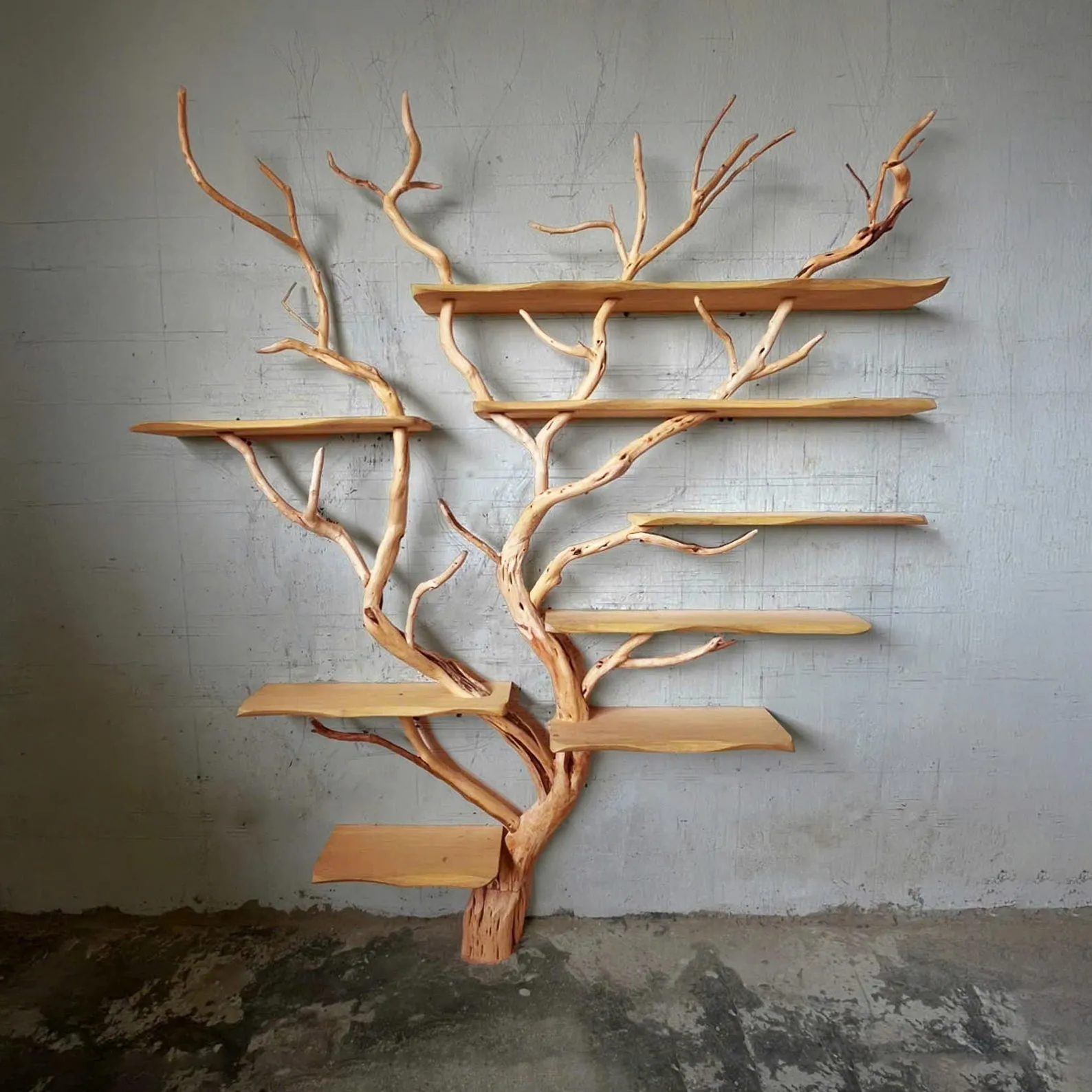 Tree branch bookshelf dritwood branch sheves on wall floating wood shelf decor for home