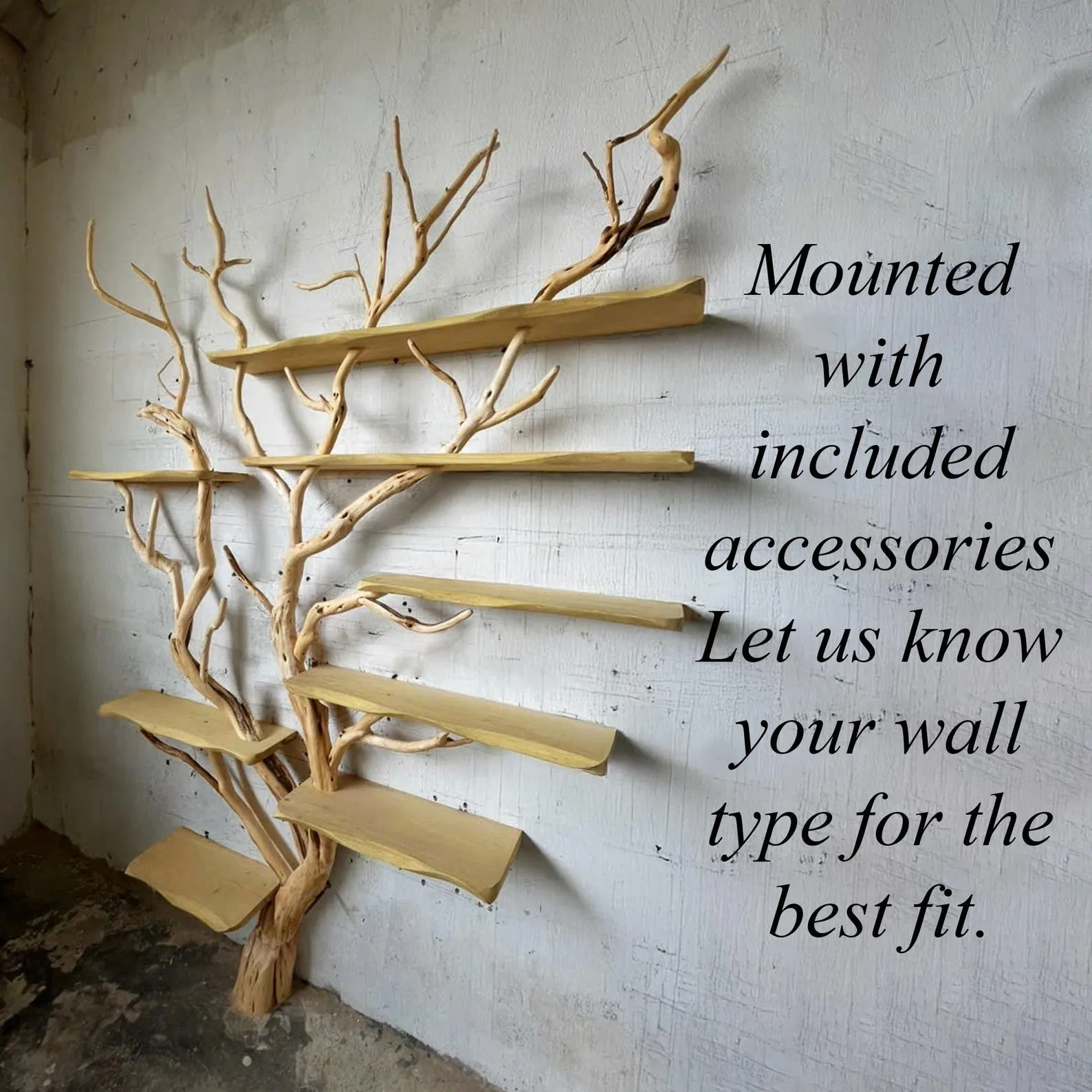 Tree branch bookshelf dritwood branch sheves on wall floating wood shelf decor for home - Image 2