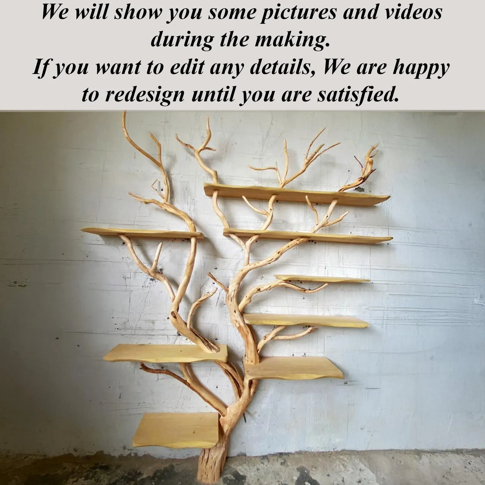 Tree branch bookshelf dritwood branch sheves on wall floating wood shelf decor for home - Image 4