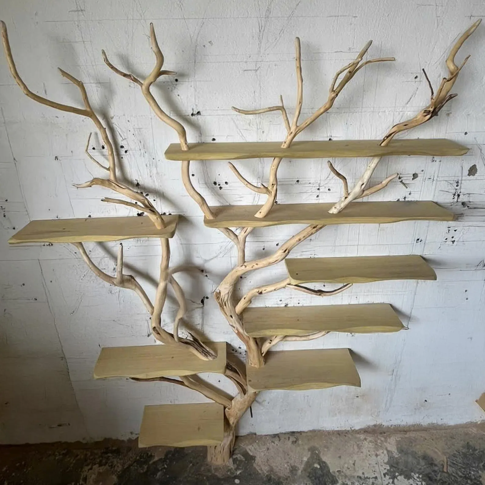 Tree branch bookshelf dritwood branch sheves on wall floating wood shelf decor for home - Image 6