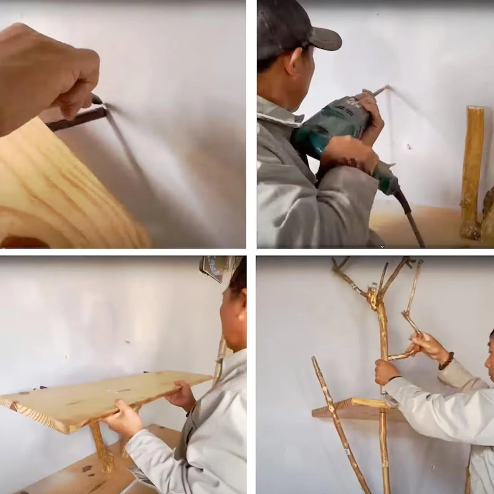 Tree branch bookshelf dritwood branch sheves on wall floating wood shelf decor for home - Image 8