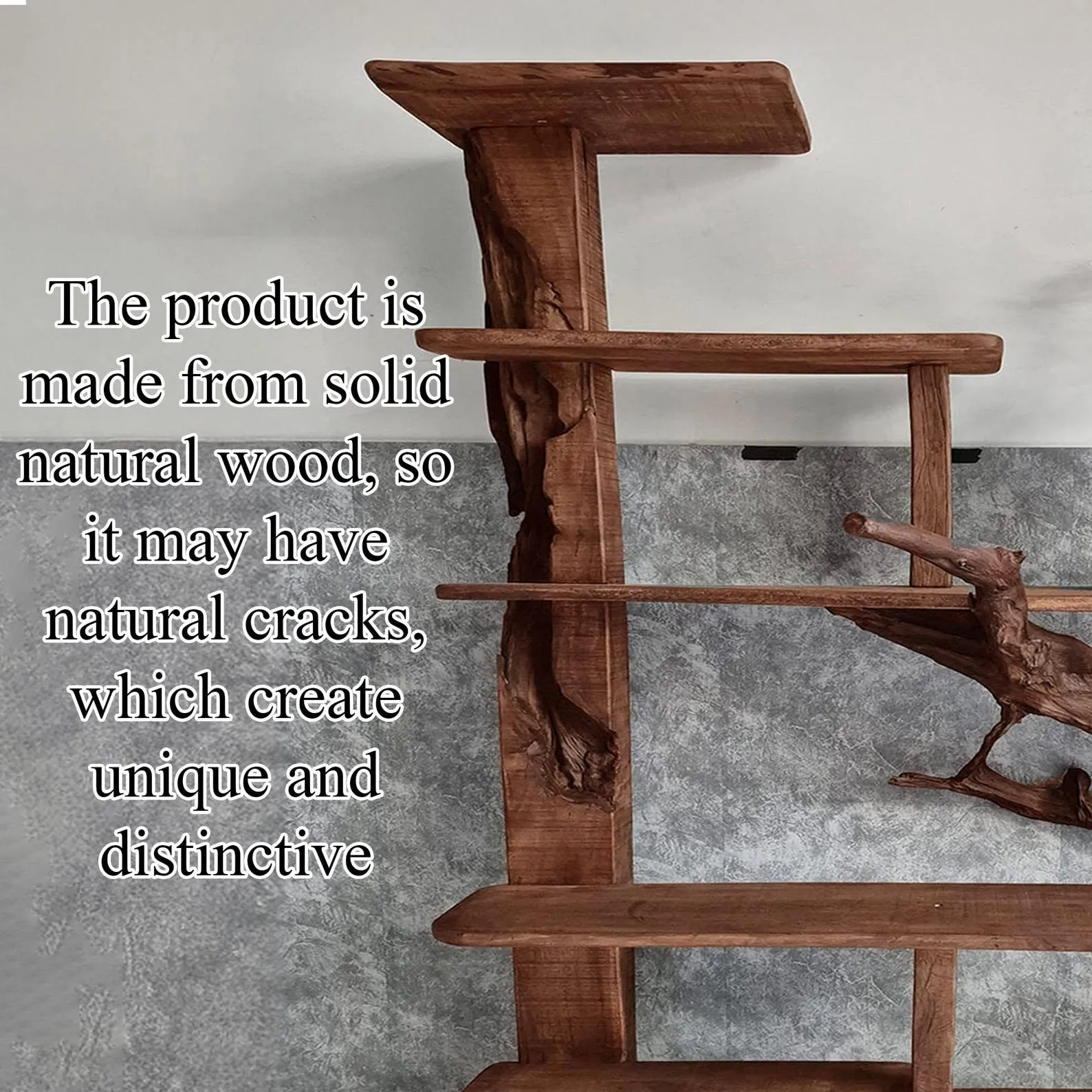 Free standing bookshelf solid wood bookcase driftwood carving art handcrafted live edge shelf unique furniture decoration - Image 3