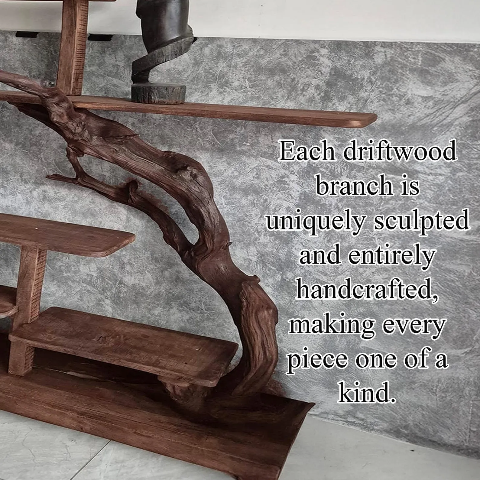 Free standing bookshelf solid wood bookcase driftwood carving art handcrafted live edge shelf unique furniture decoration - Image 4