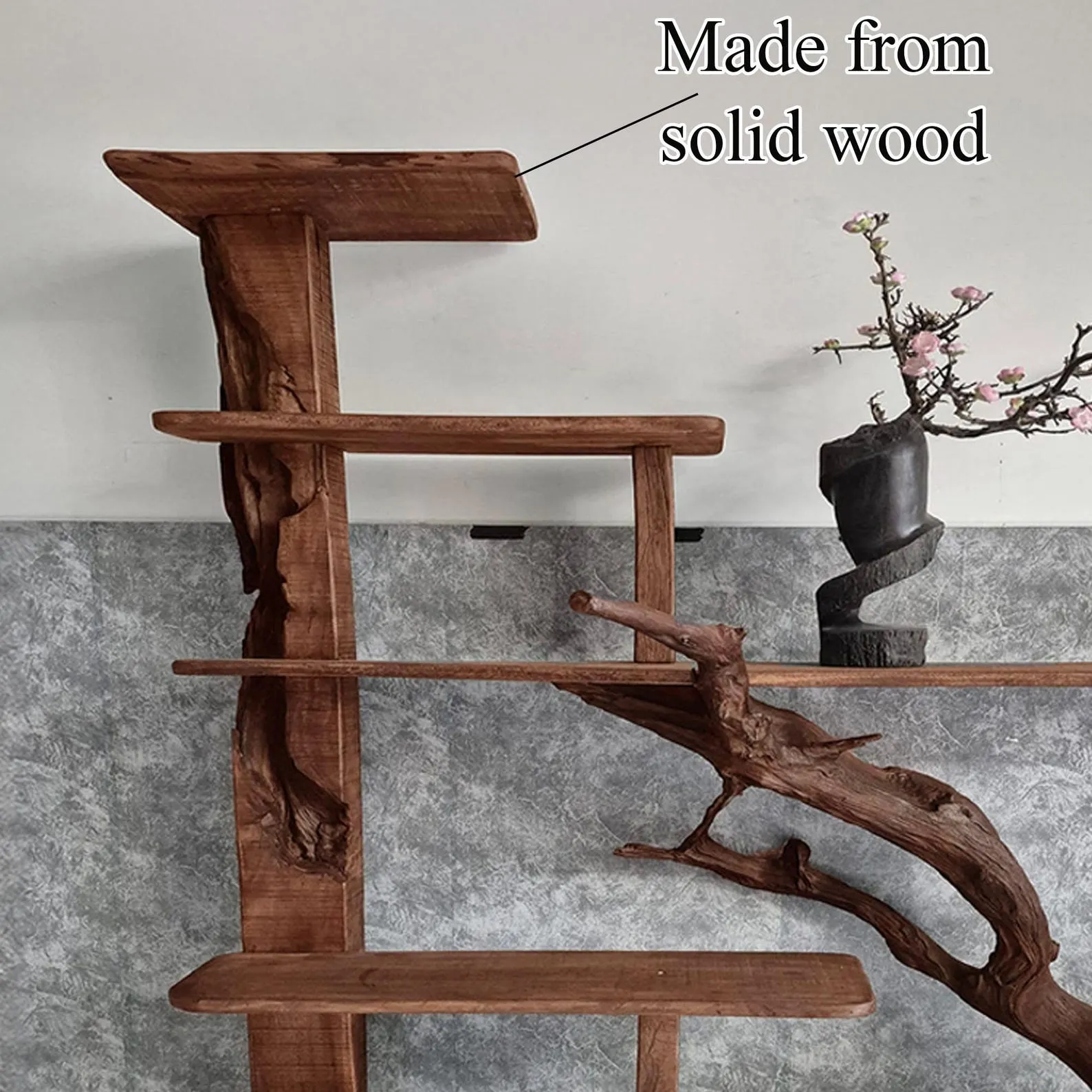 Free standing bookshelf solid wood bookcase driftwood carving art handcrafted live edge shelf unique furniture decoration - Image 7