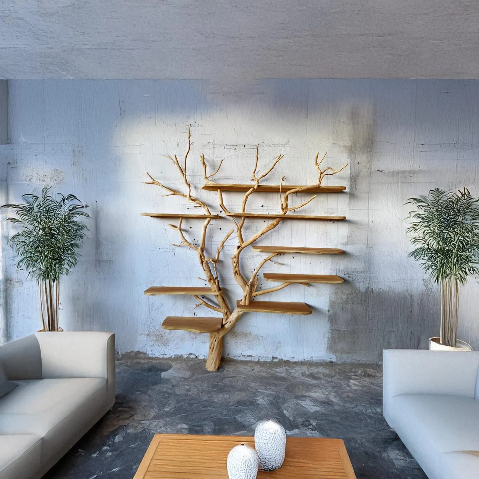 Natural wood bookshelf wall mounted driftwood branch custom floating shelves handmade furniture - Image 7